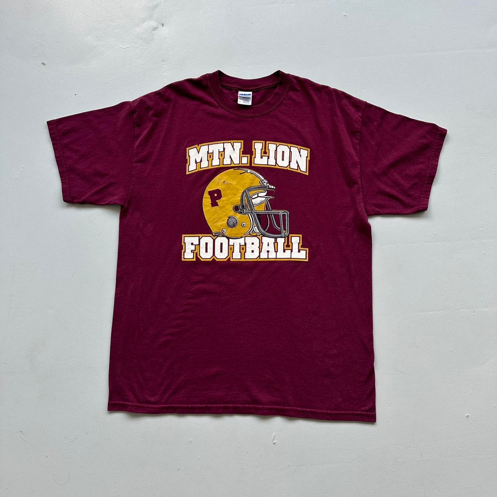 Burgundy Red Mountain Lion Football American Sports 00s Vintage T-shirt - XL