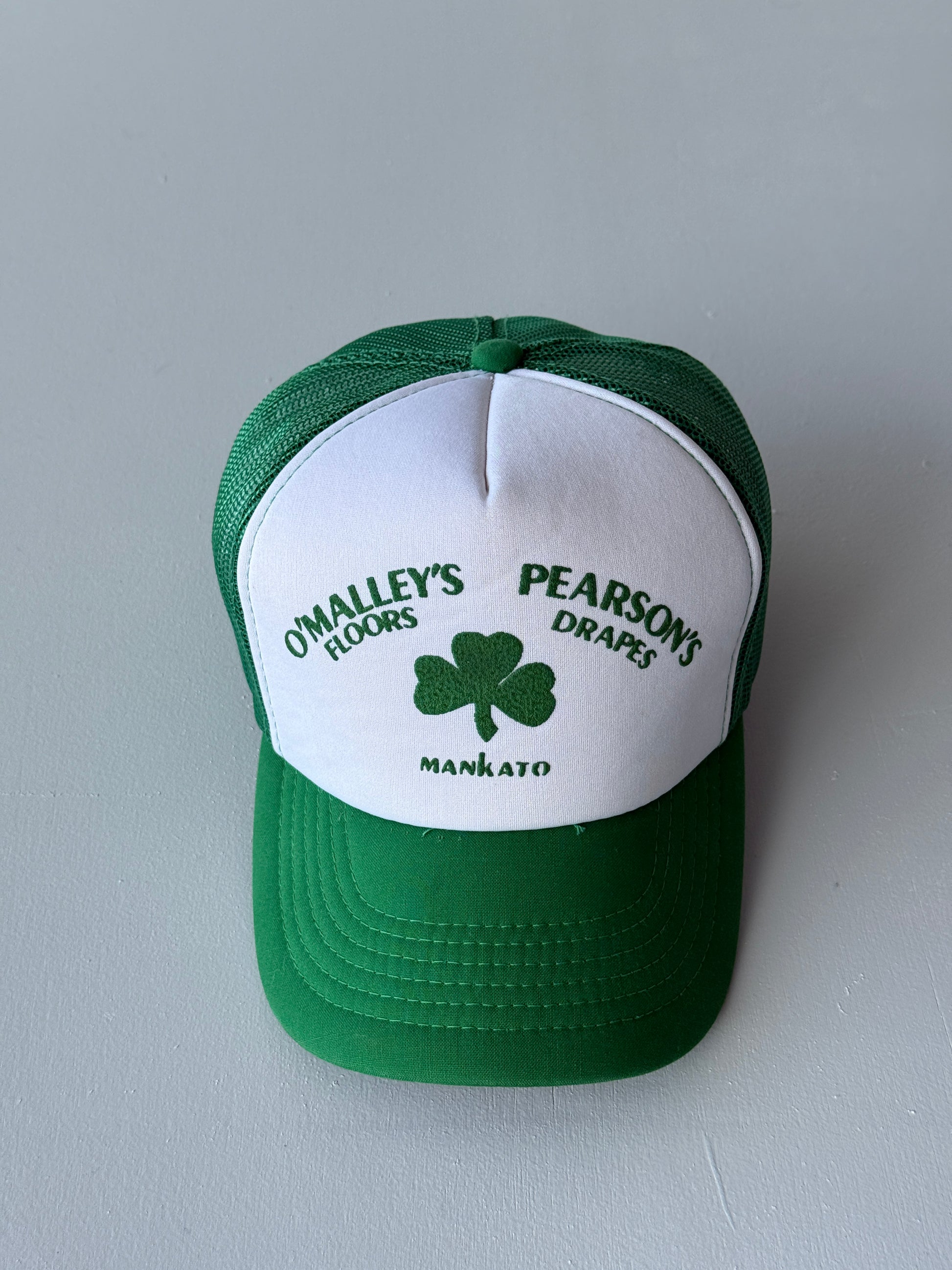 Green / White O'Malley's Irish Shamrock 80's Vintage Foam and Mesh SnapBack Truc
