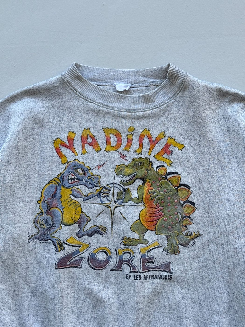 Nadine Zore French Cartoon Vintage Dinosaur 90's Sweatshirt - Small