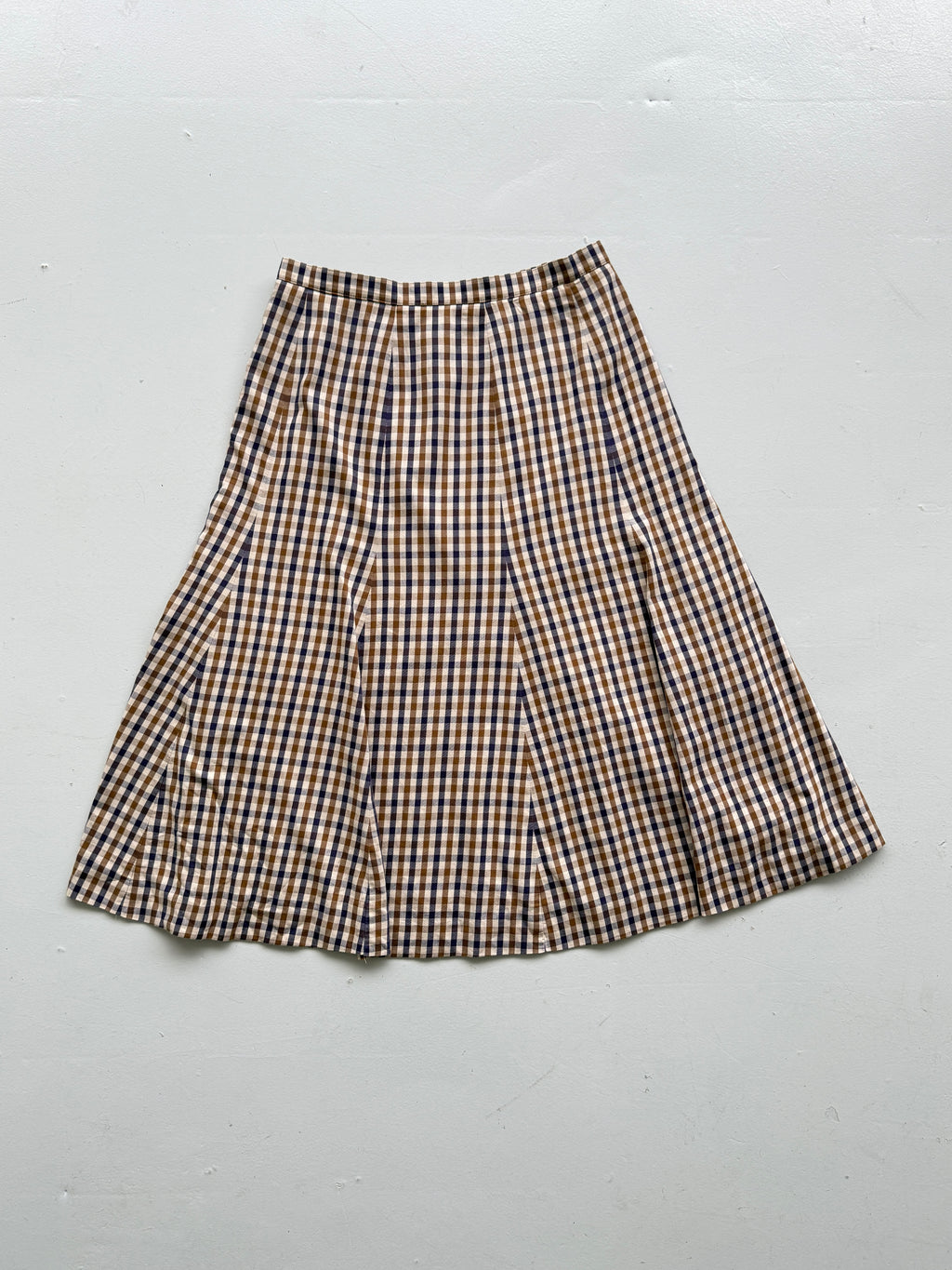 Aquascutum Womens Vintage 90s Brown Club Check Panelled Midi Skirt - UK 10