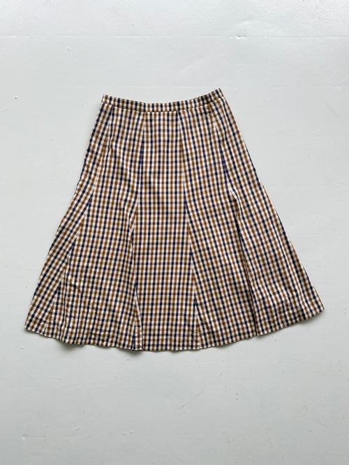 Aquascutum Womens Vintage 90s Brown Club Check Panelled Midi Skirt - UK 10