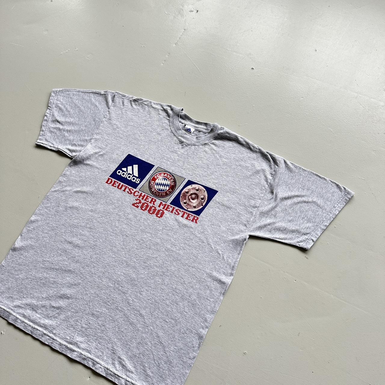 Grey Adidas Bayern Munchen Football 00s Vintage Graphic T-Shirt - XL
