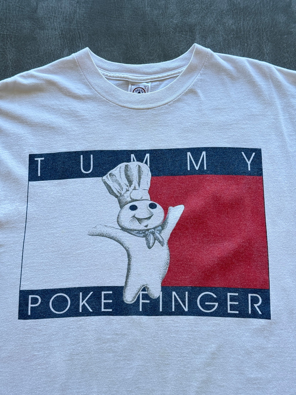 White Tummy Poke Finger Pillsbury Doughboy 90's Vintage Graphic T-Shirt - Large