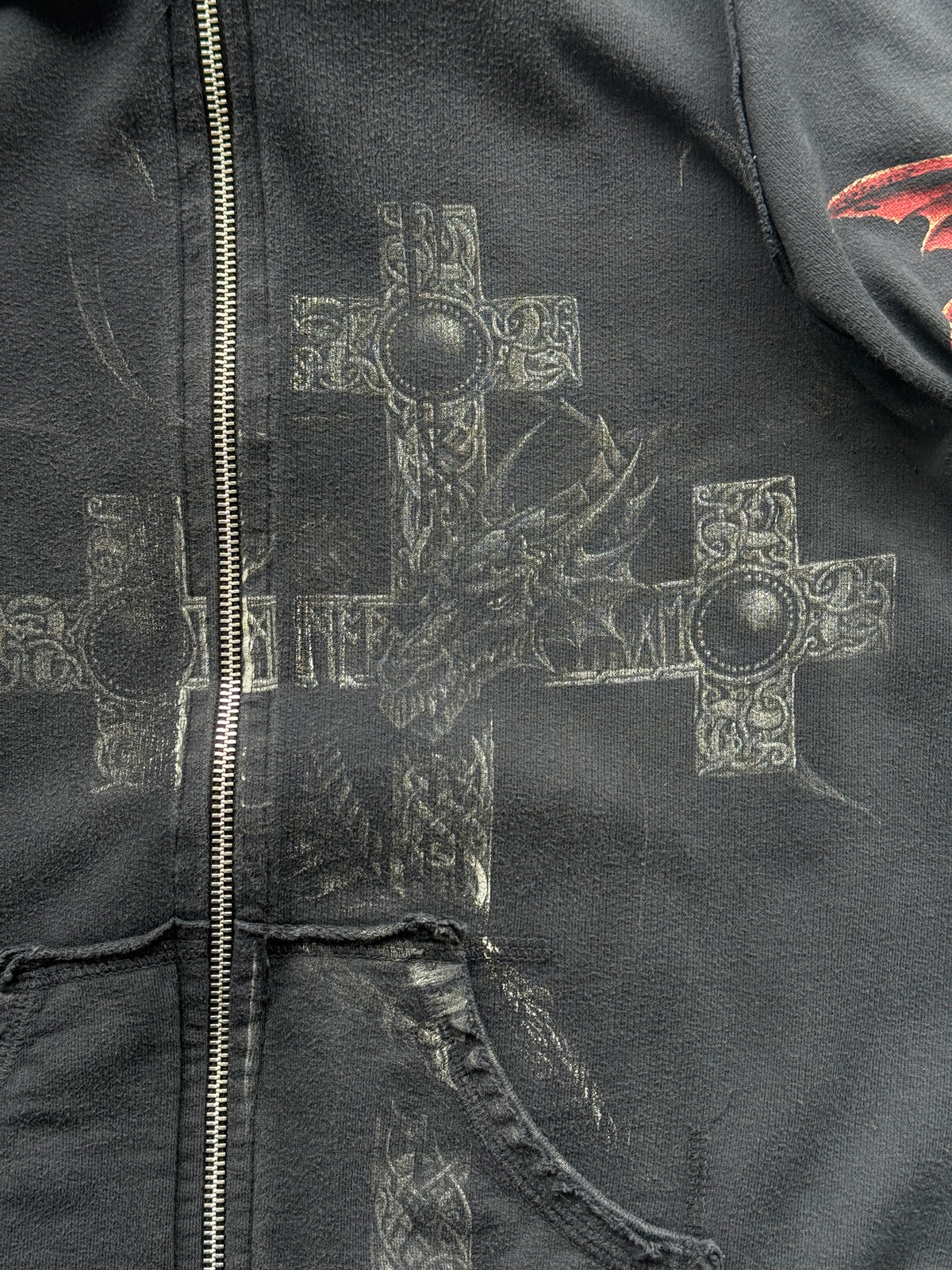 Alchemy England Dragon Cross Y2K Vintage Zip Hoodie - Women's 8-10 / XS