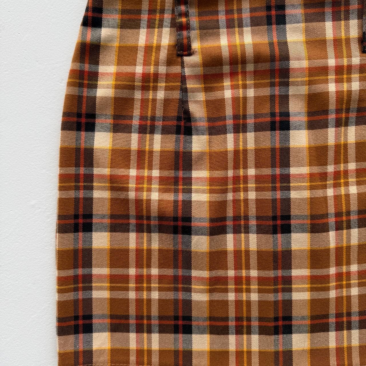 Brown Checkered Vintage Mini Skirt - W26 L16 Size 6