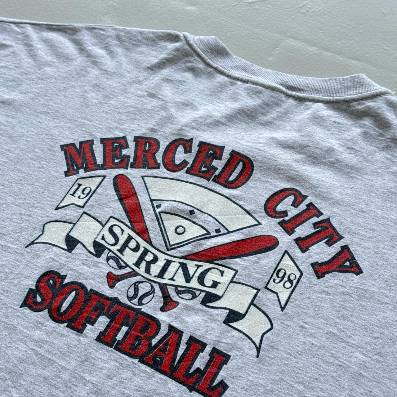 Grey Merced City Softball Vintage 90s T-shirt - XL