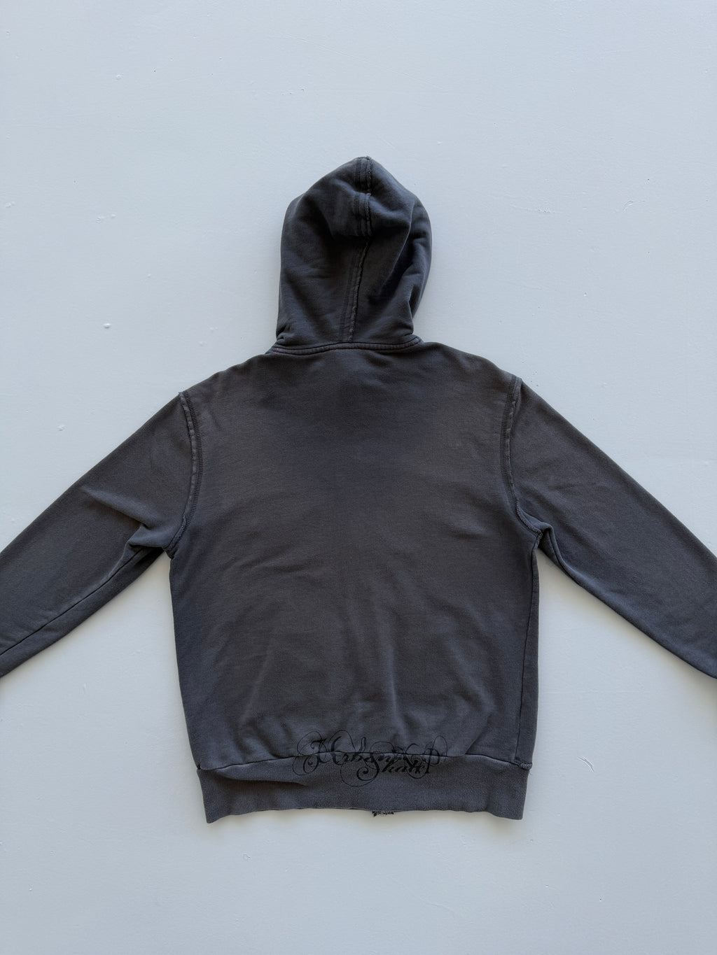 Grey Freewear 00's Vintage Y2K Full Zip Graphic Hoodie - Medium