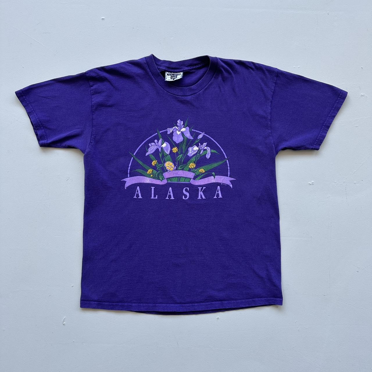 Alaska Purple Flowers 90s Vintage T-shirt - Medium