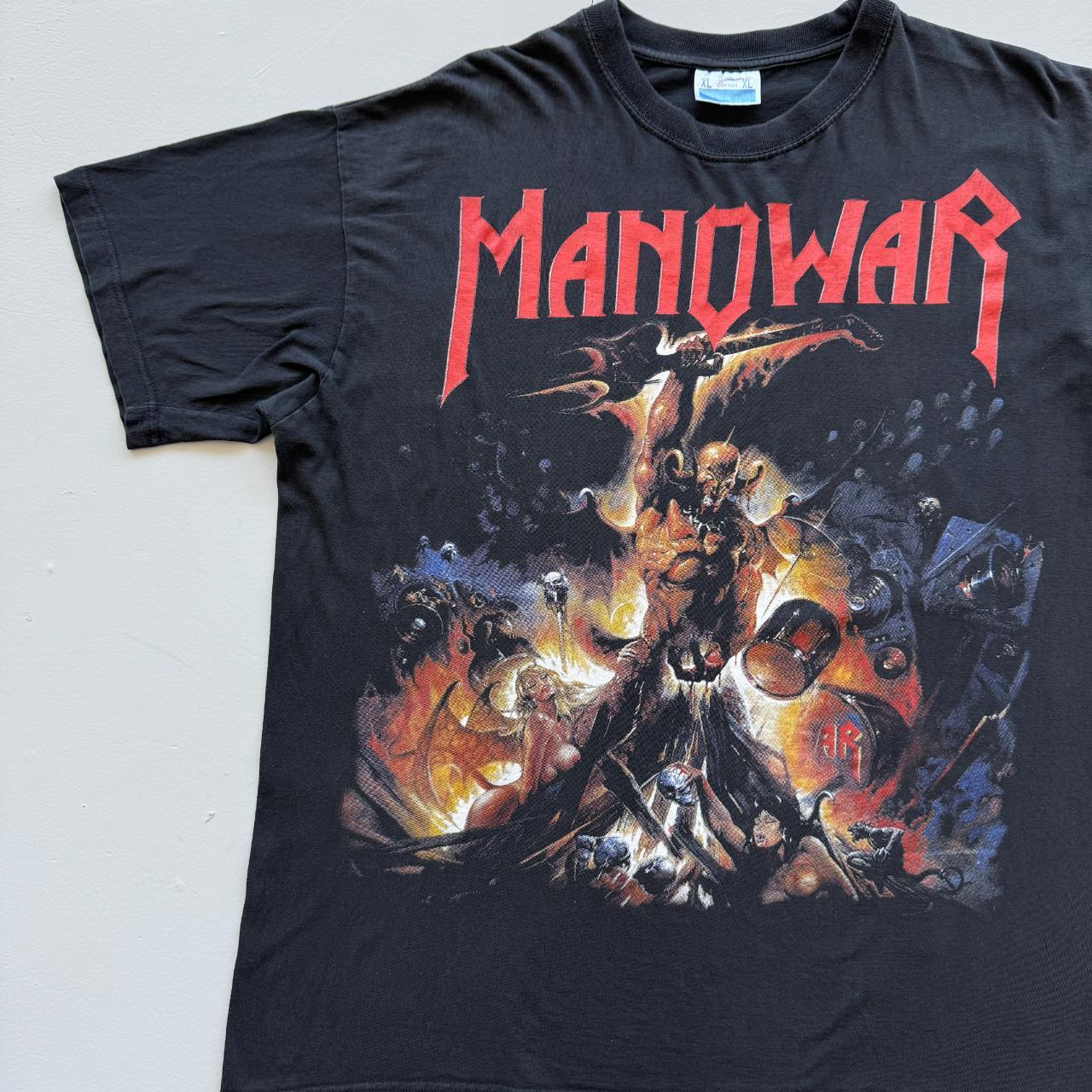 Black Manowar Metal Band Euro Vintage 90s T-shirt - XL