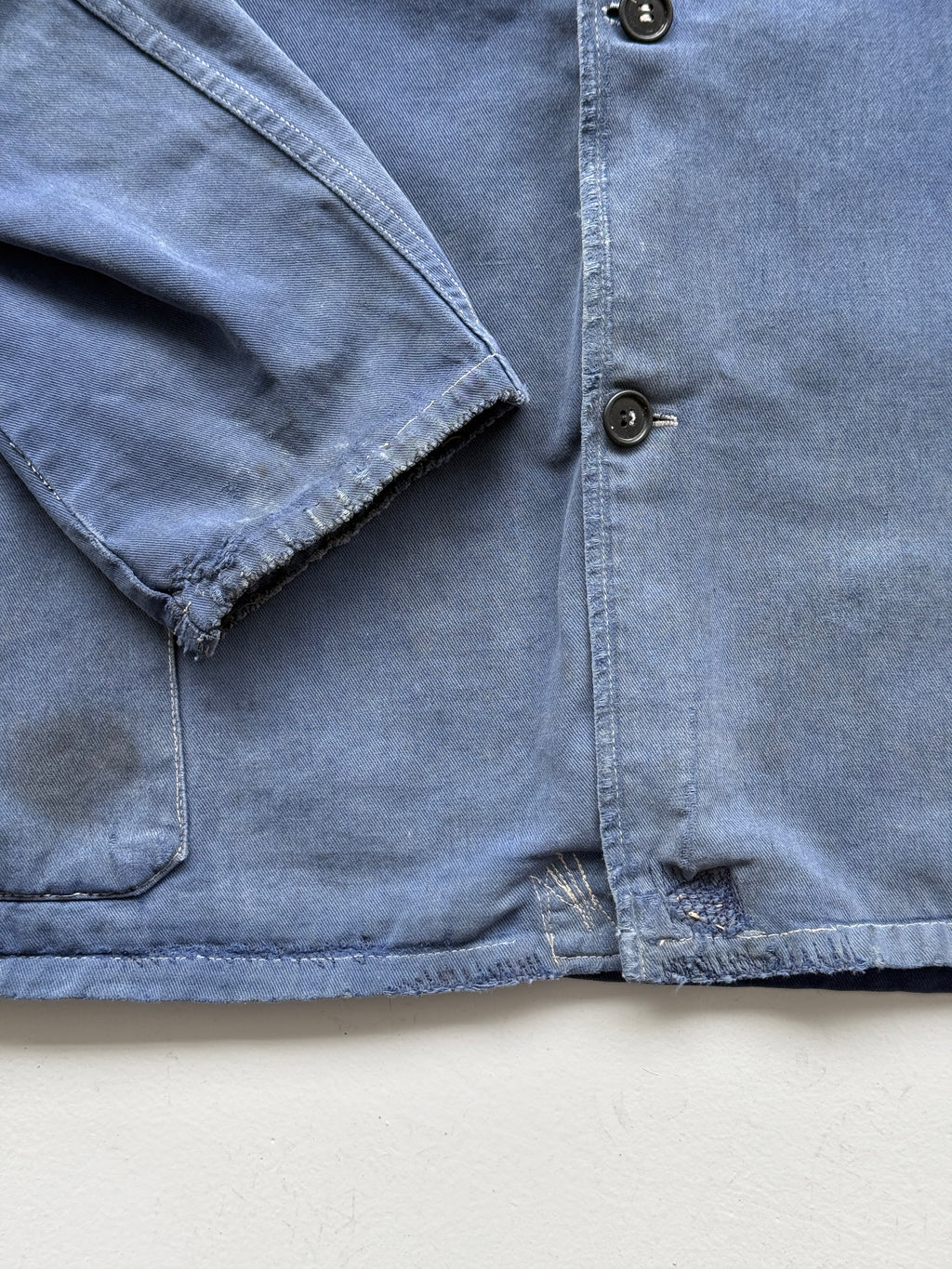 Thrashed Blue Chore Jacket 70's Vintage French Workwear CH145 - XL