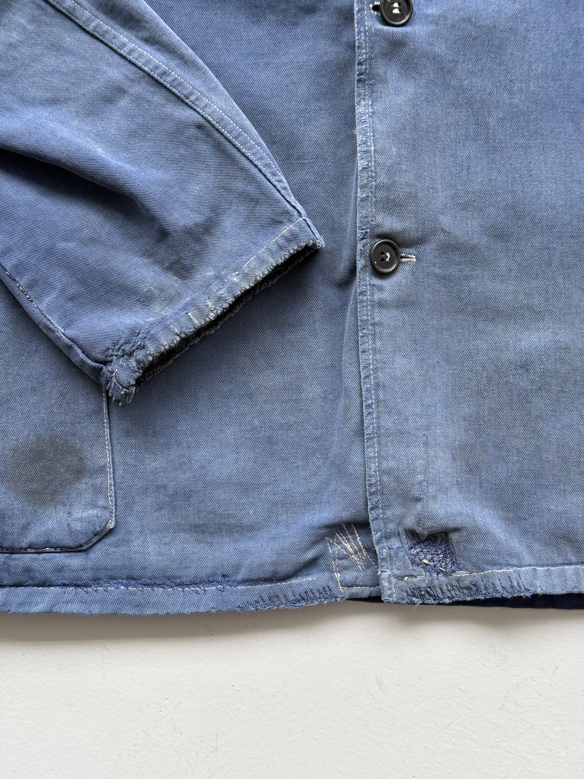Thrashed Blue Chore Jacket 70's Vintage French Workwear CH145 - XL