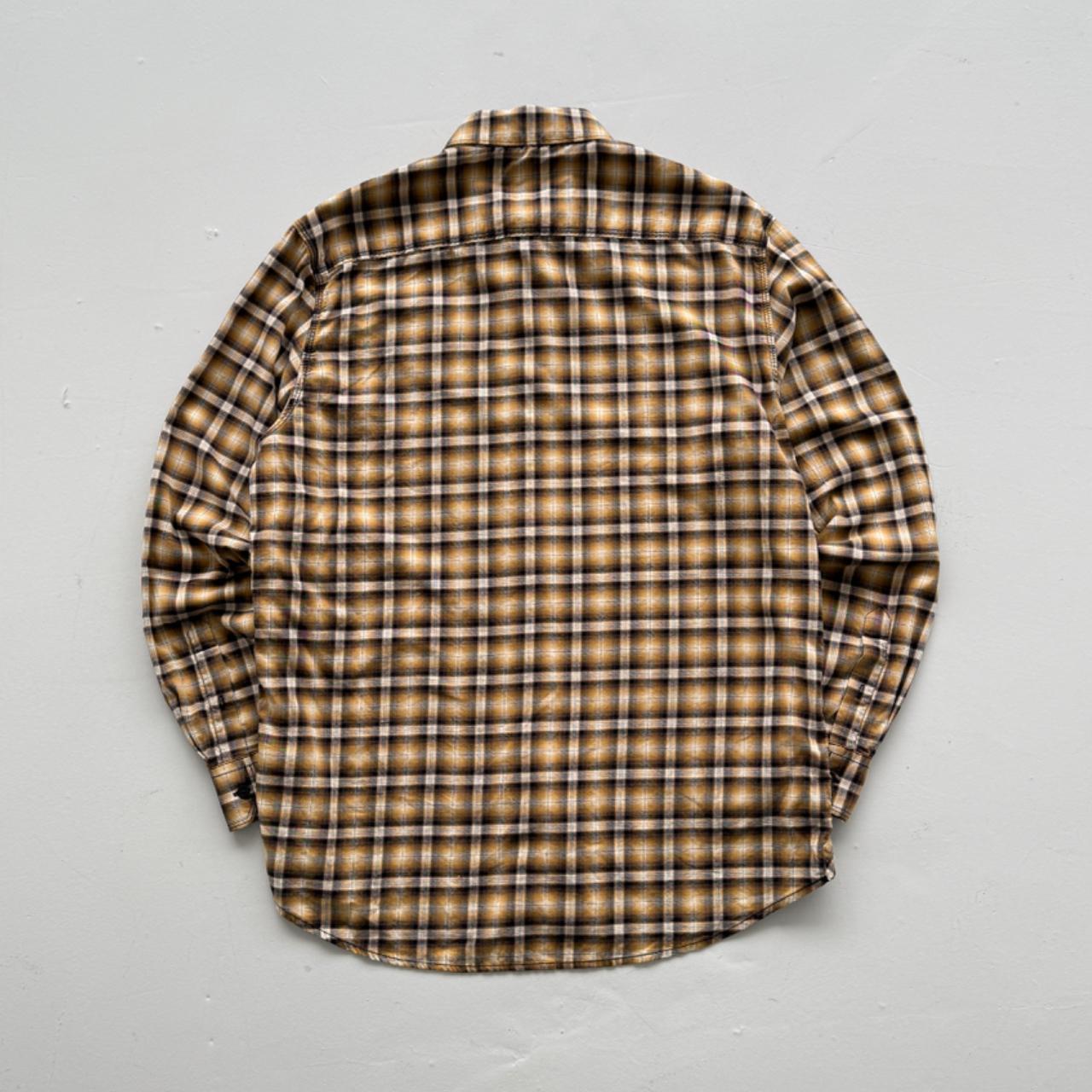 Yellow Checkered Long Sleeve 90s Vintage Flannel Shirt - Large