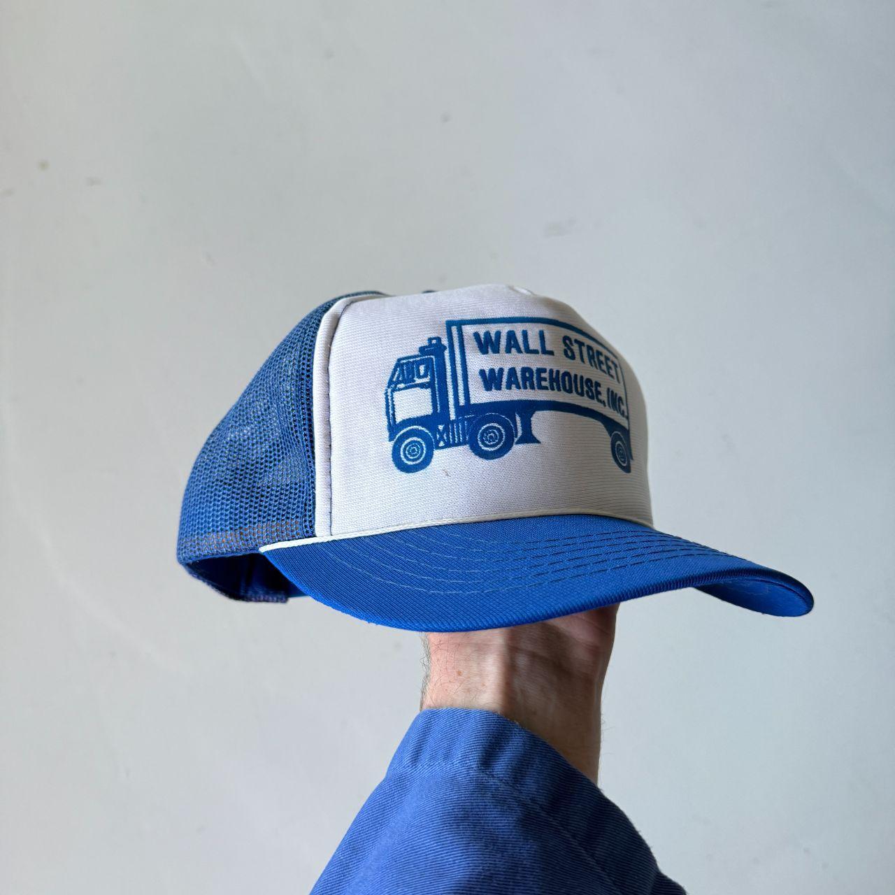 White / Blue Wall Street Warehouse Vintage Foam and Mesh SnapBack Trucker Cap