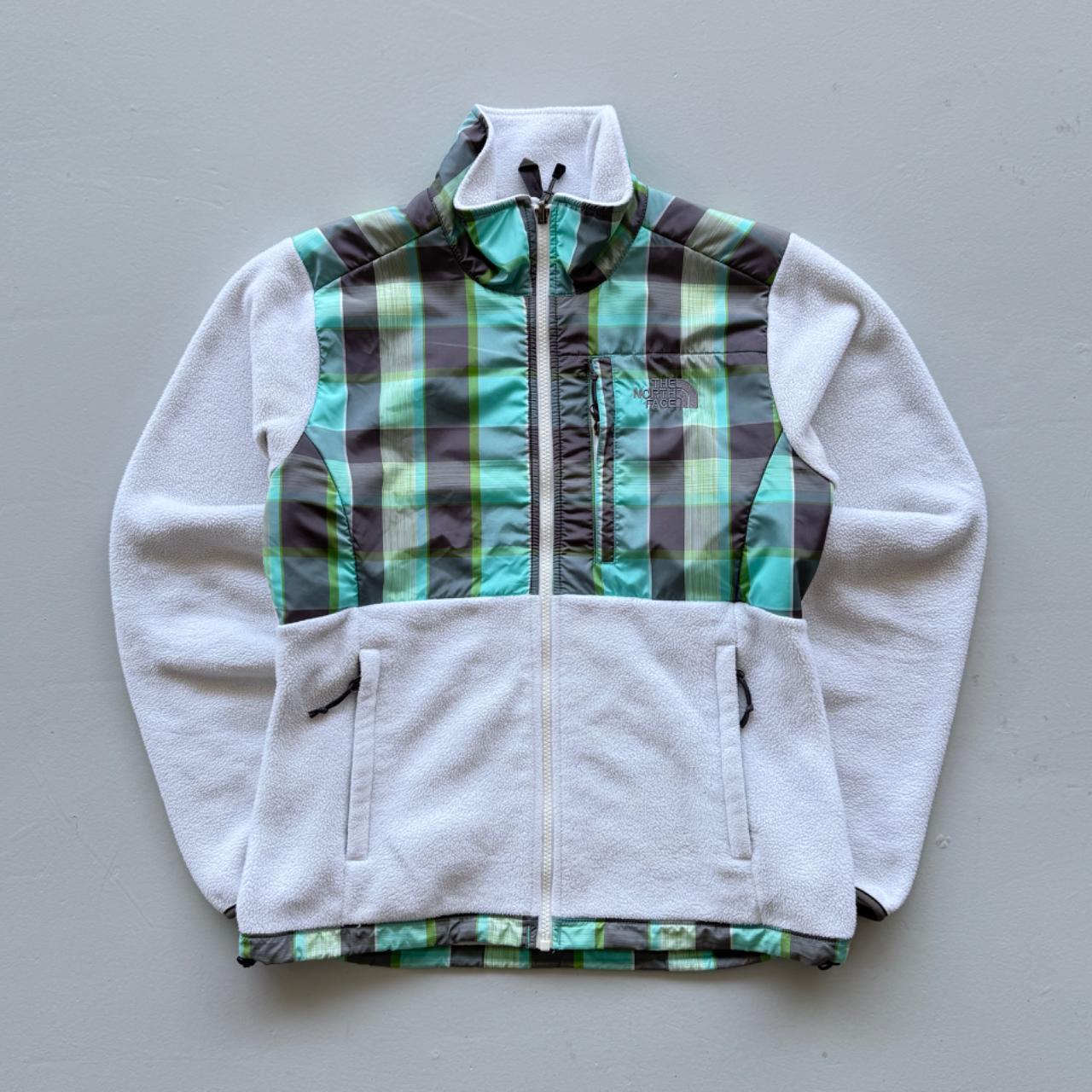 White Plaid Noth Face 00's Y2K Zip-Up Fleece - Womens Small