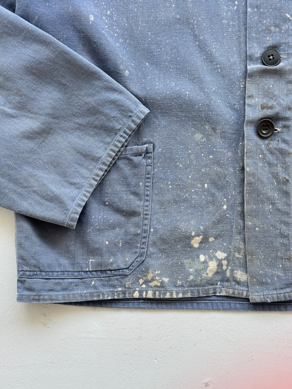 Thrashed Blue French Vintage Workwear Chore Jacket CH359 - Small