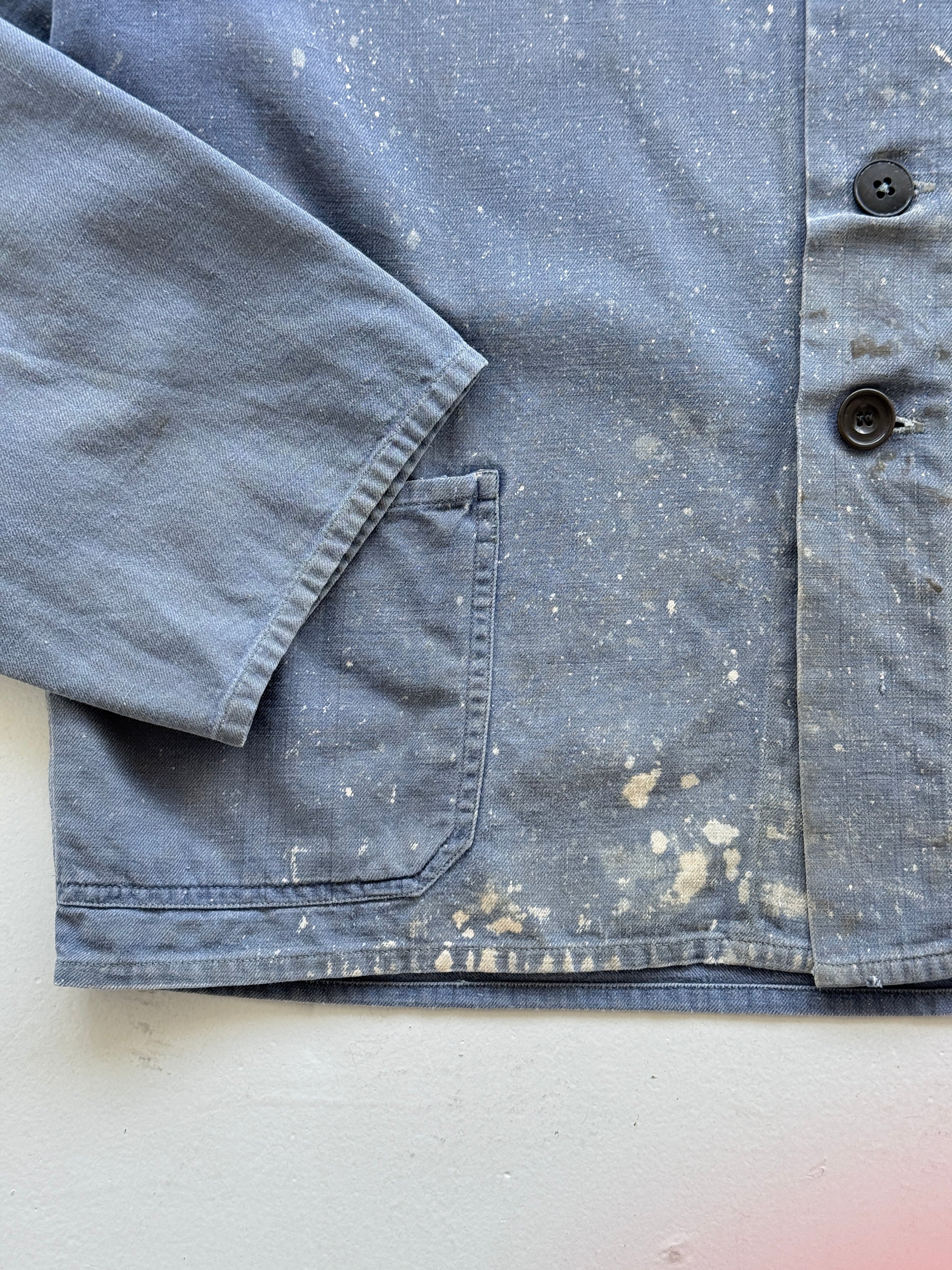 Thrashed Blue French Vintage Workwear Chore Jacket CH359 - Small