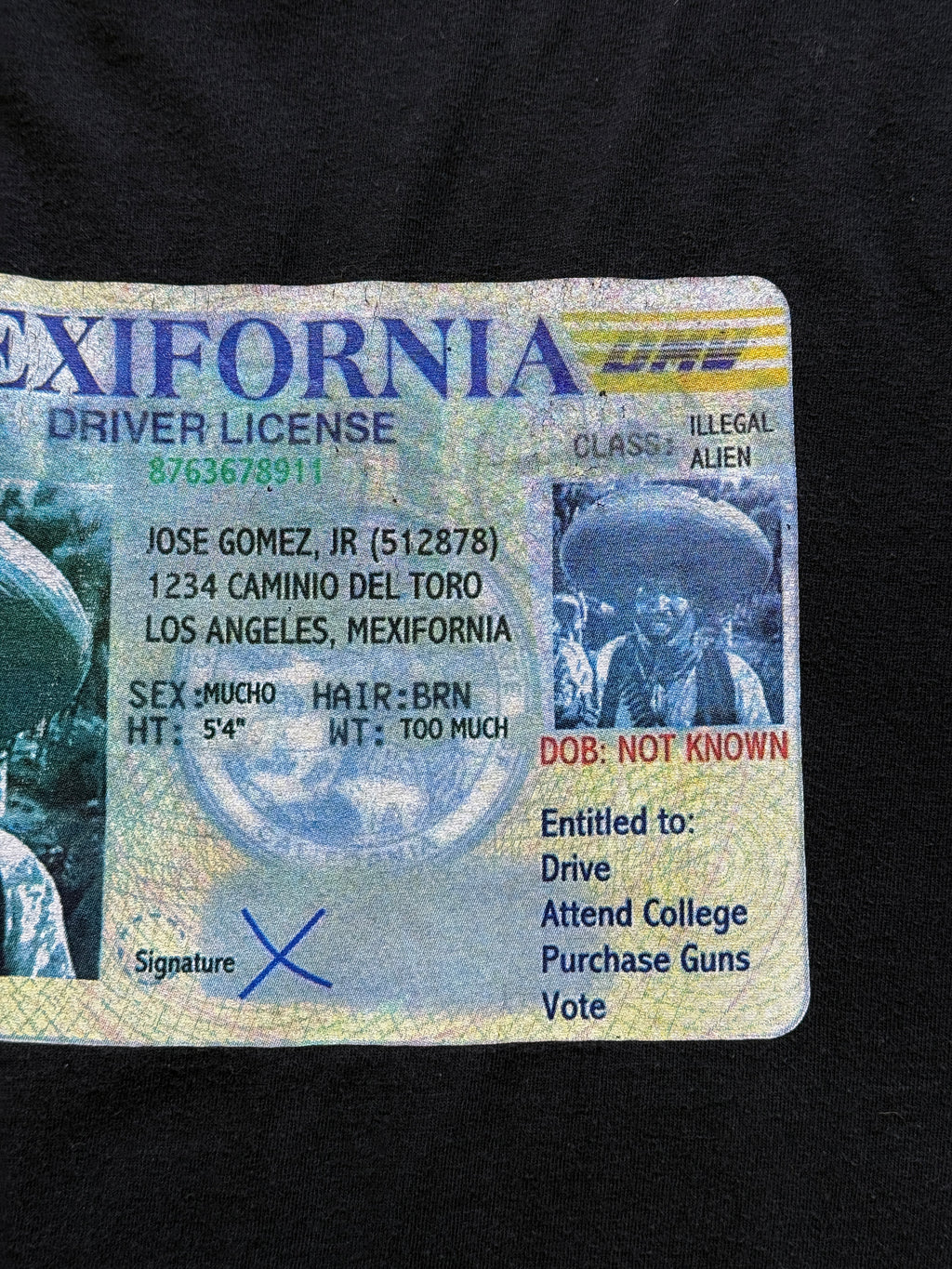 Black Mexifornia 00's Vintage Humour Satire Graphic T-Shirt - XL