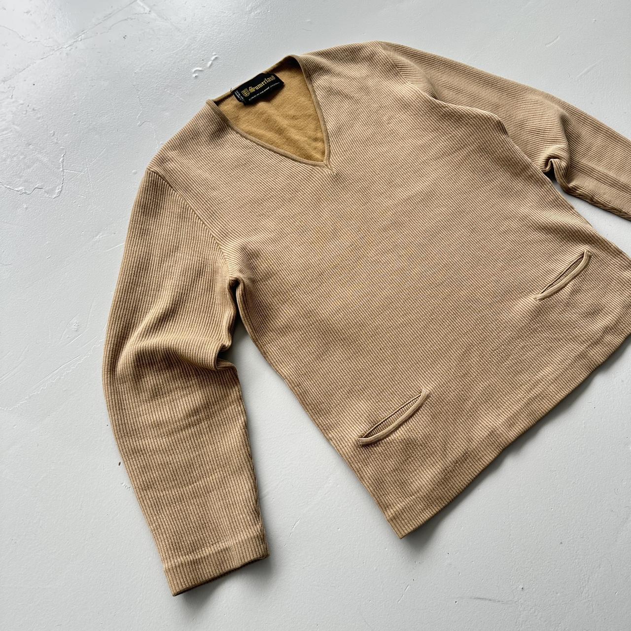 Tan Pure Wool Jersey Knit Vintage Sunderland 70s Sweatshirt - Medium