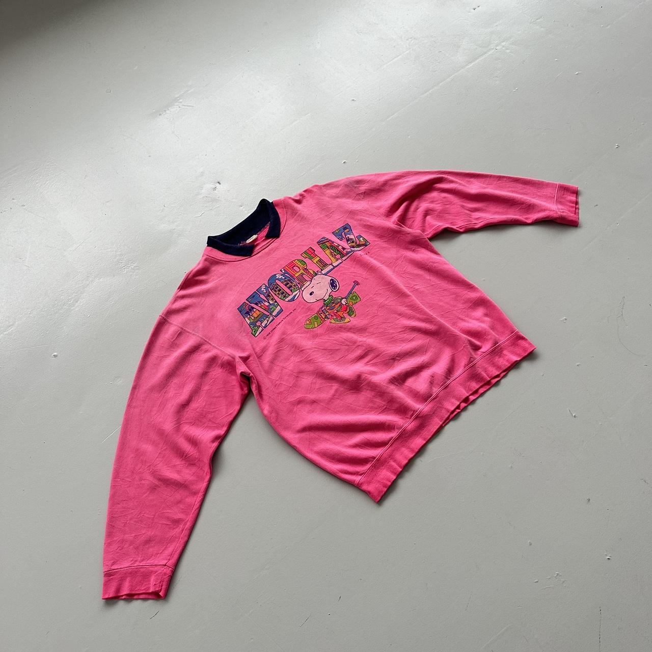 Pink Snoopy Peanuts Avoriaz Ski Vintage Graphic Sweatshirt - XL