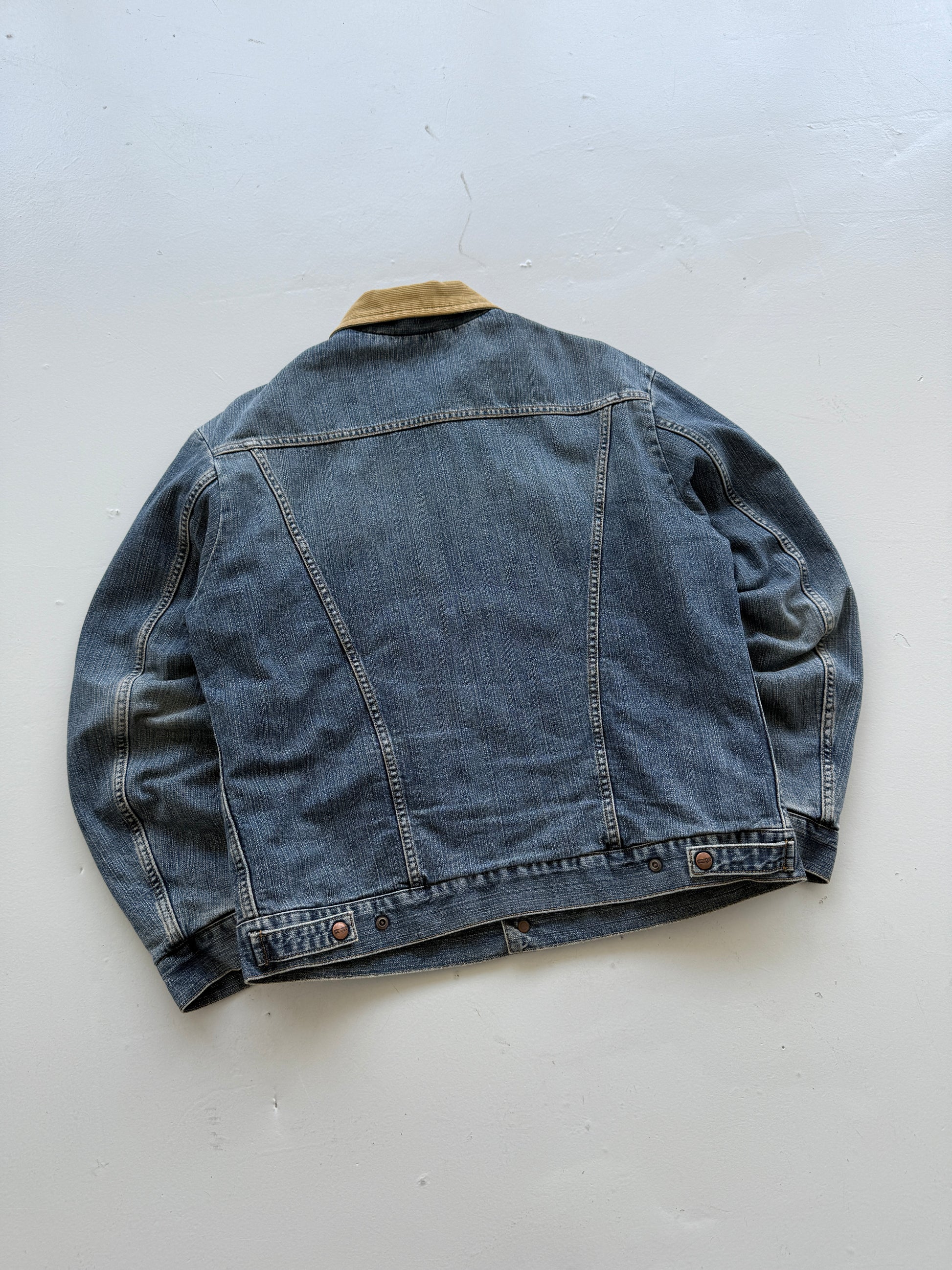 Wrangler Quilted Lined Corduroy Collar 90's Vintage Denim Jacket - Large