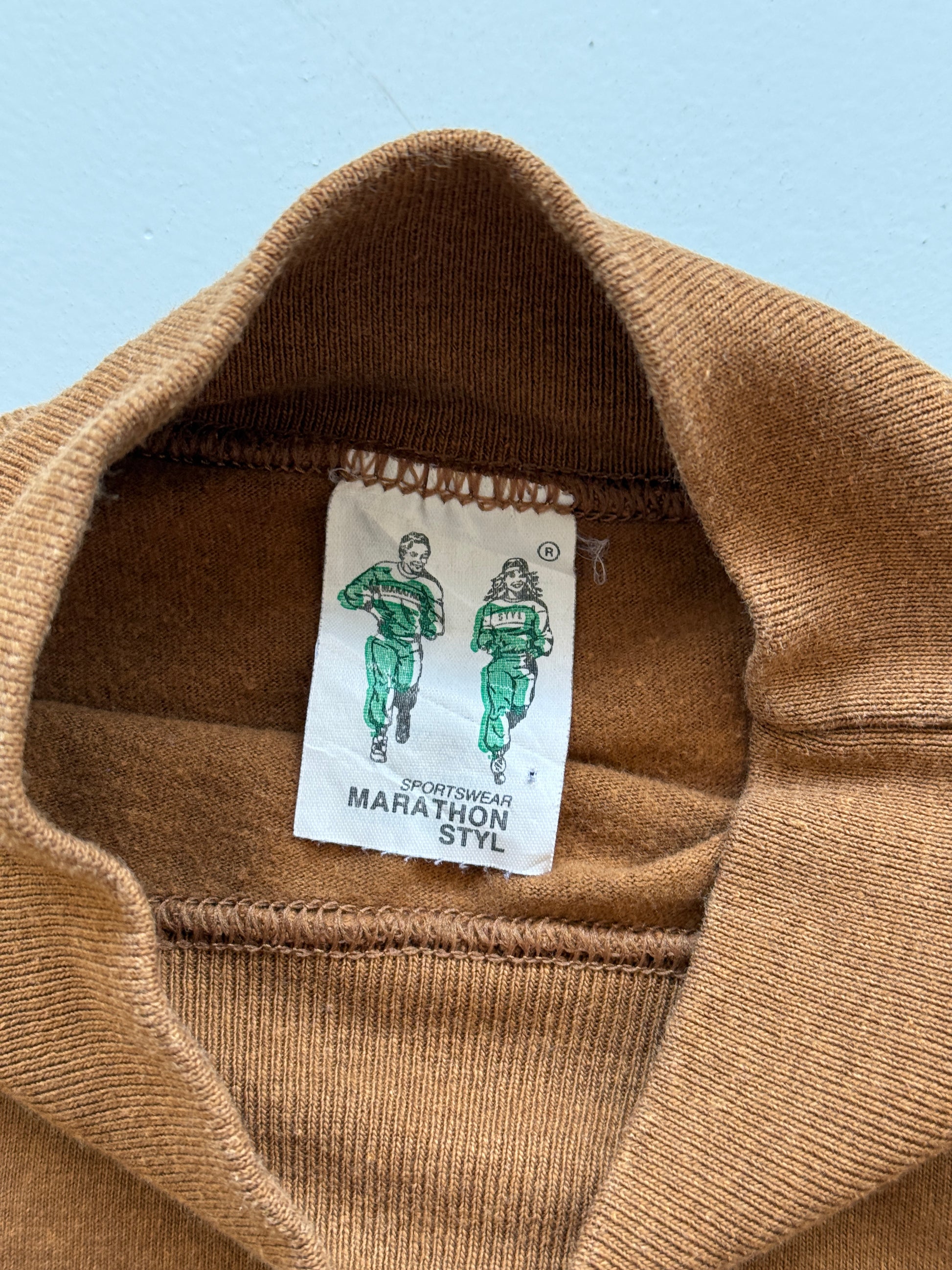 Tan Motor Marathon 90's Vintage Thick Long Sleeve T-Shirt - XL