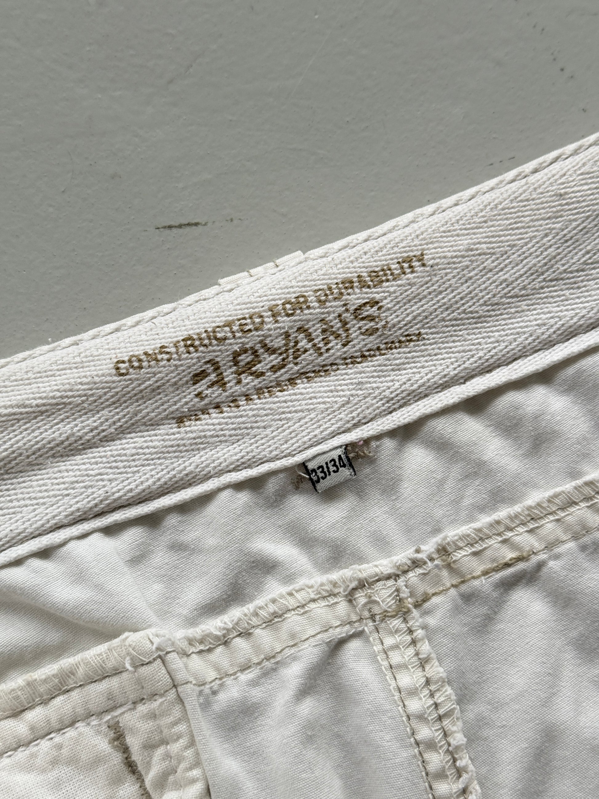 White 00's Vintage Y2K Wide Leg Cargo Trousers - W34 x L34