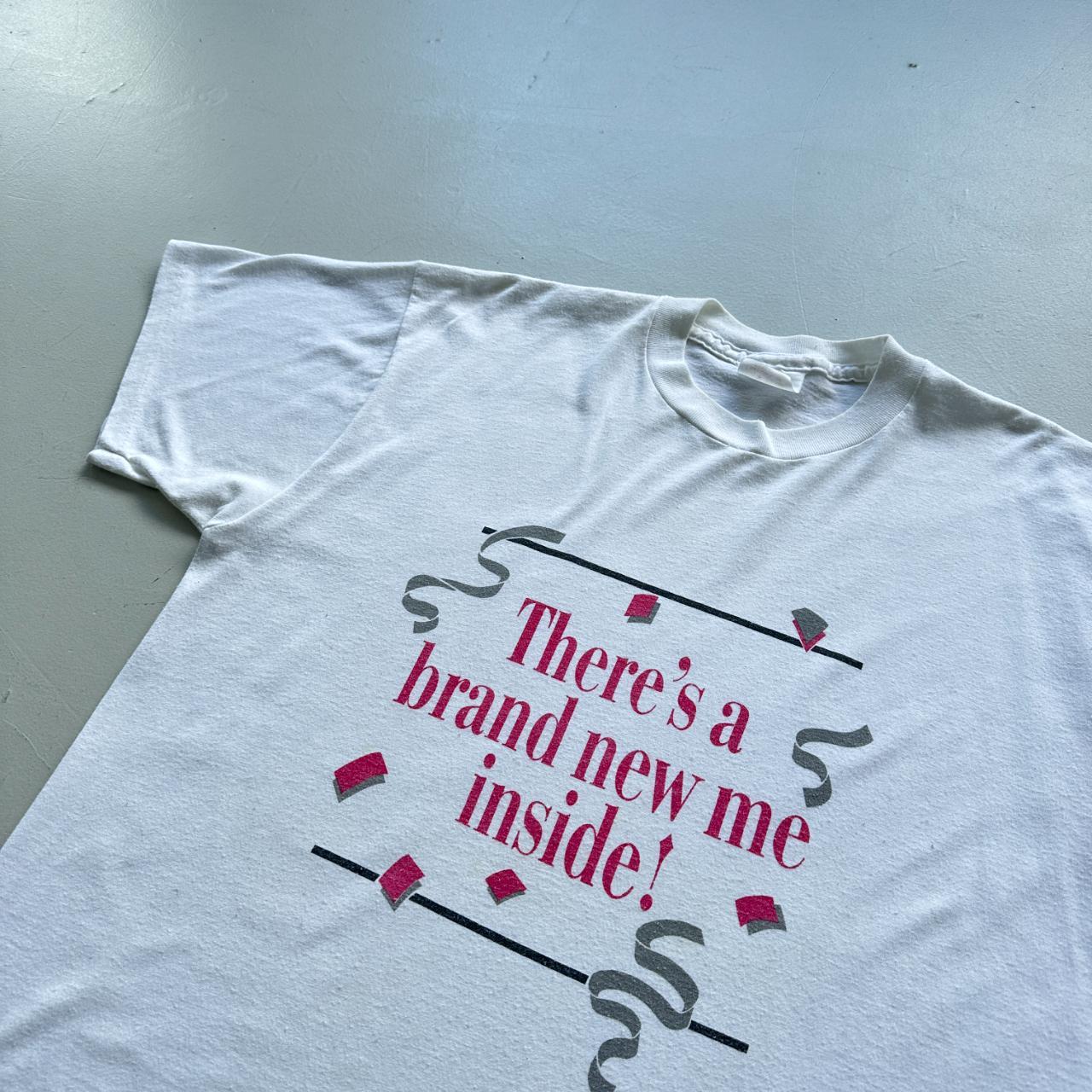 White Brand New Inside Me Slogan Vintage 90's T-shirt - XL
