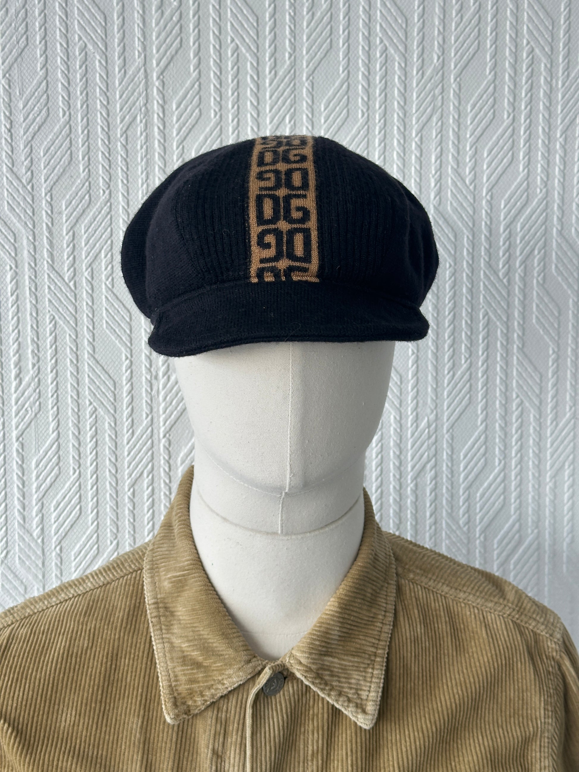 Black Dolce & Gabbana DG Monogram Vintage Wool Newsboy Cap