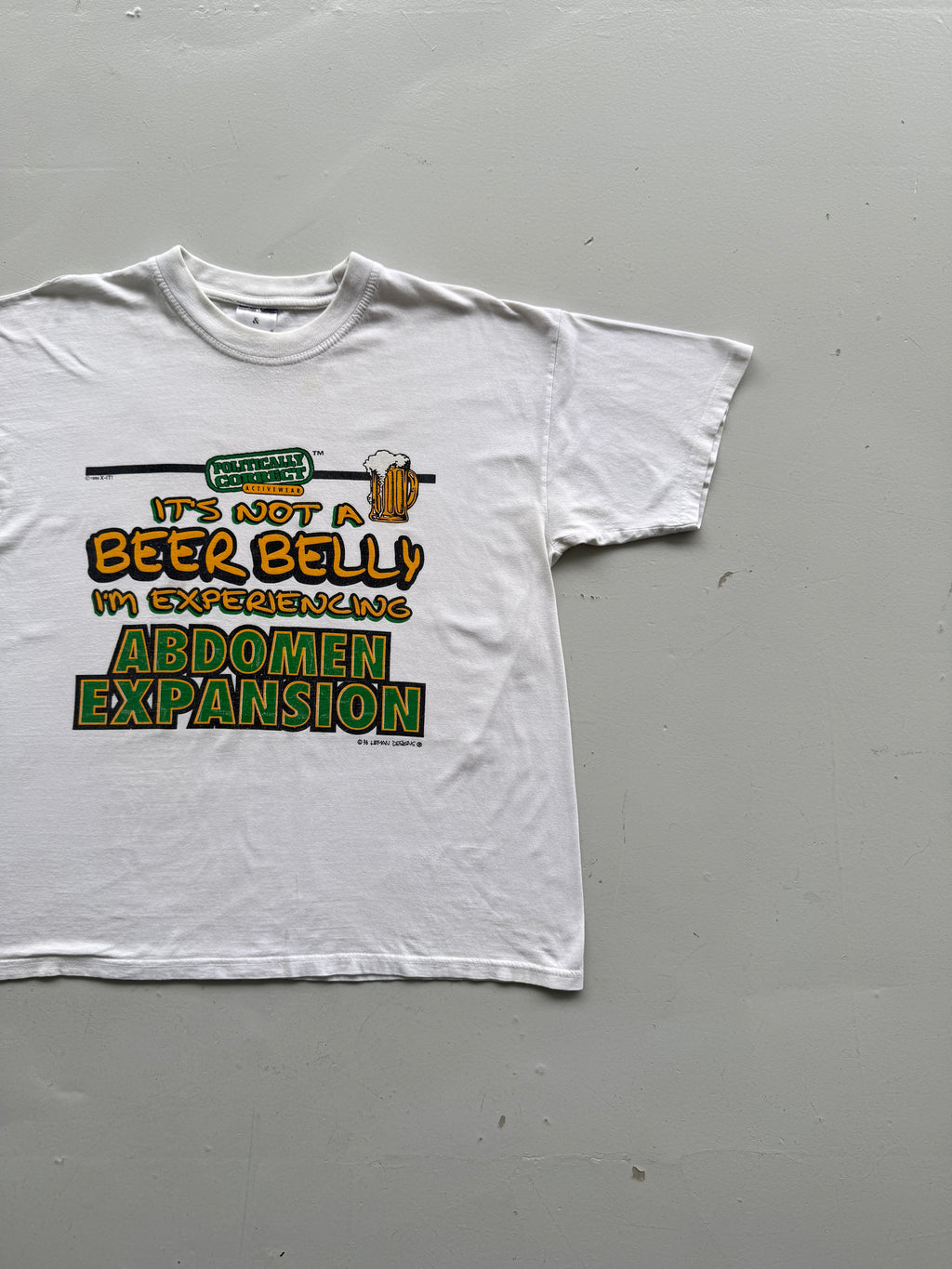 White 00's Vintage Novelty Slogan Graphic Dad T-Shirt - Large