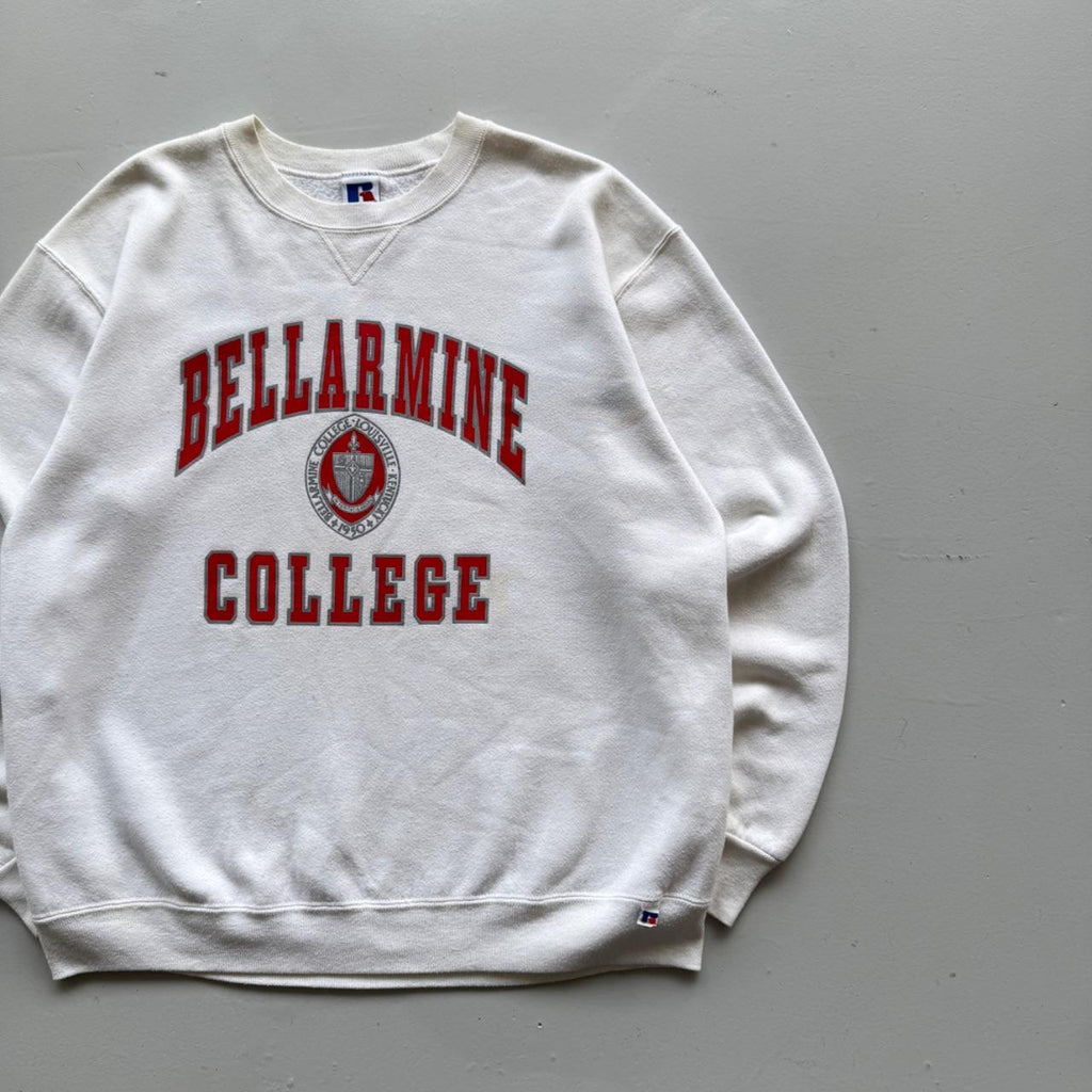 White Bellarmine College 90’s Vintage Graphic Sweatshirt - Large