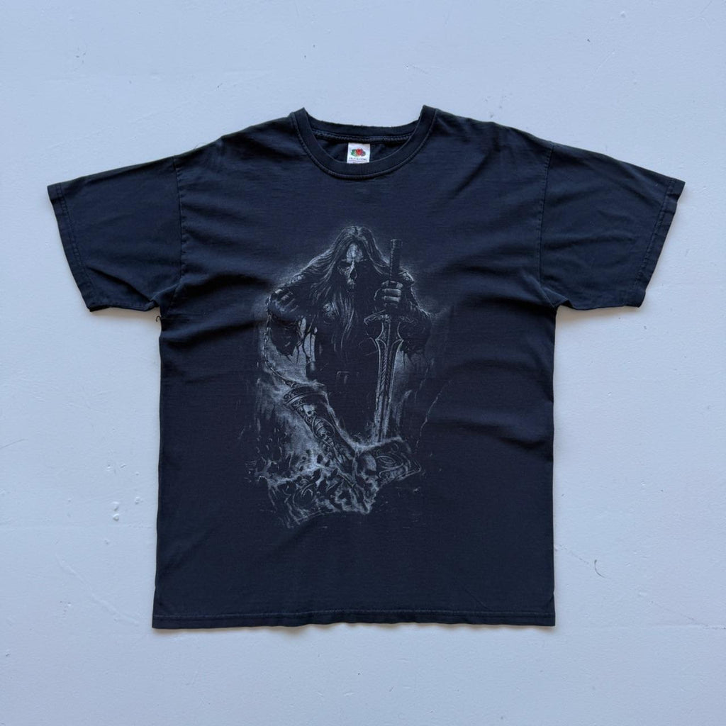 Black Gothic Reaper 90s Vintage Graphic T-Shirt - Large