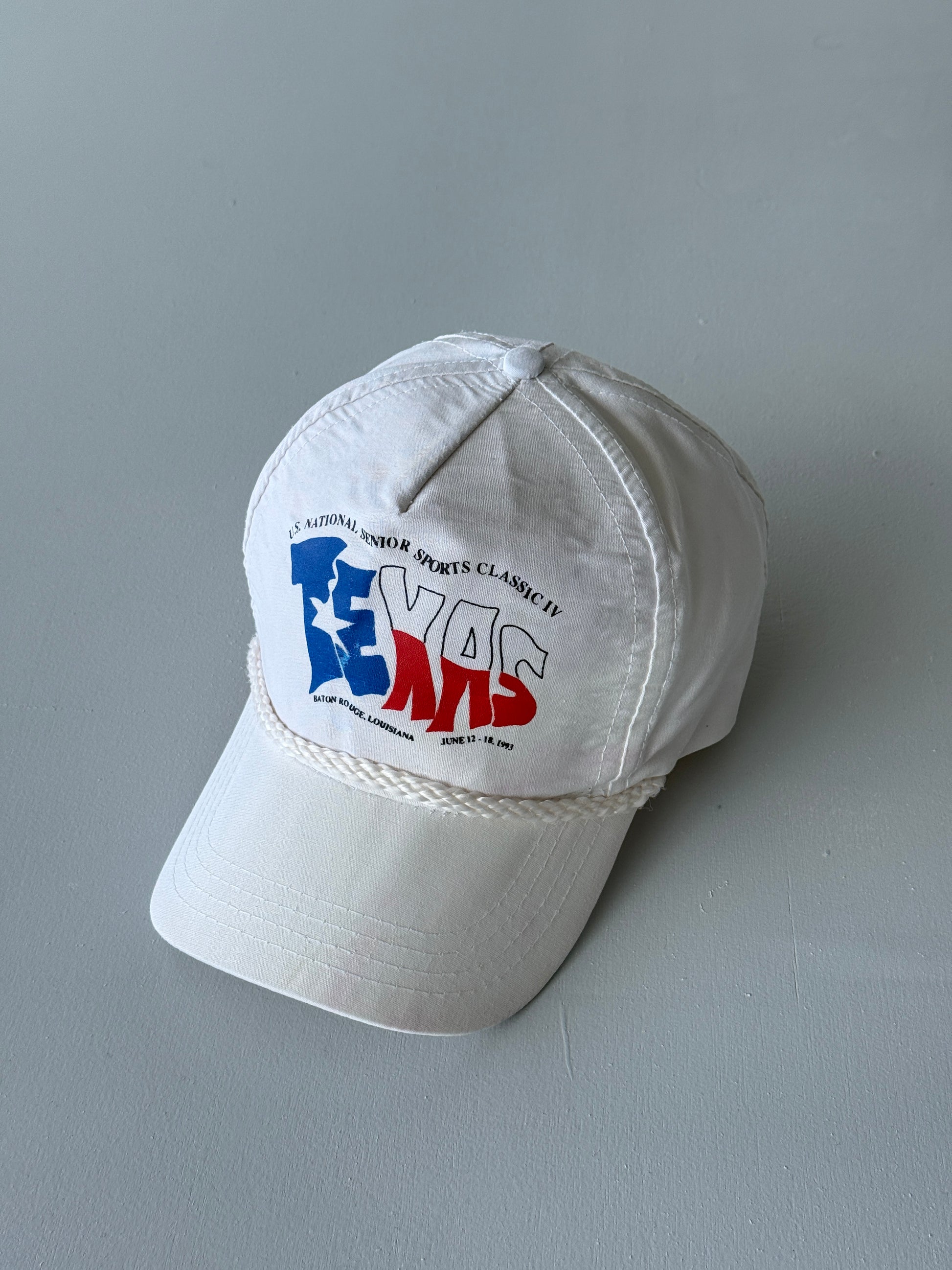 White U.S. National Senior Sports Classic Texas 90's Vintage SnapBack Trucker Ca