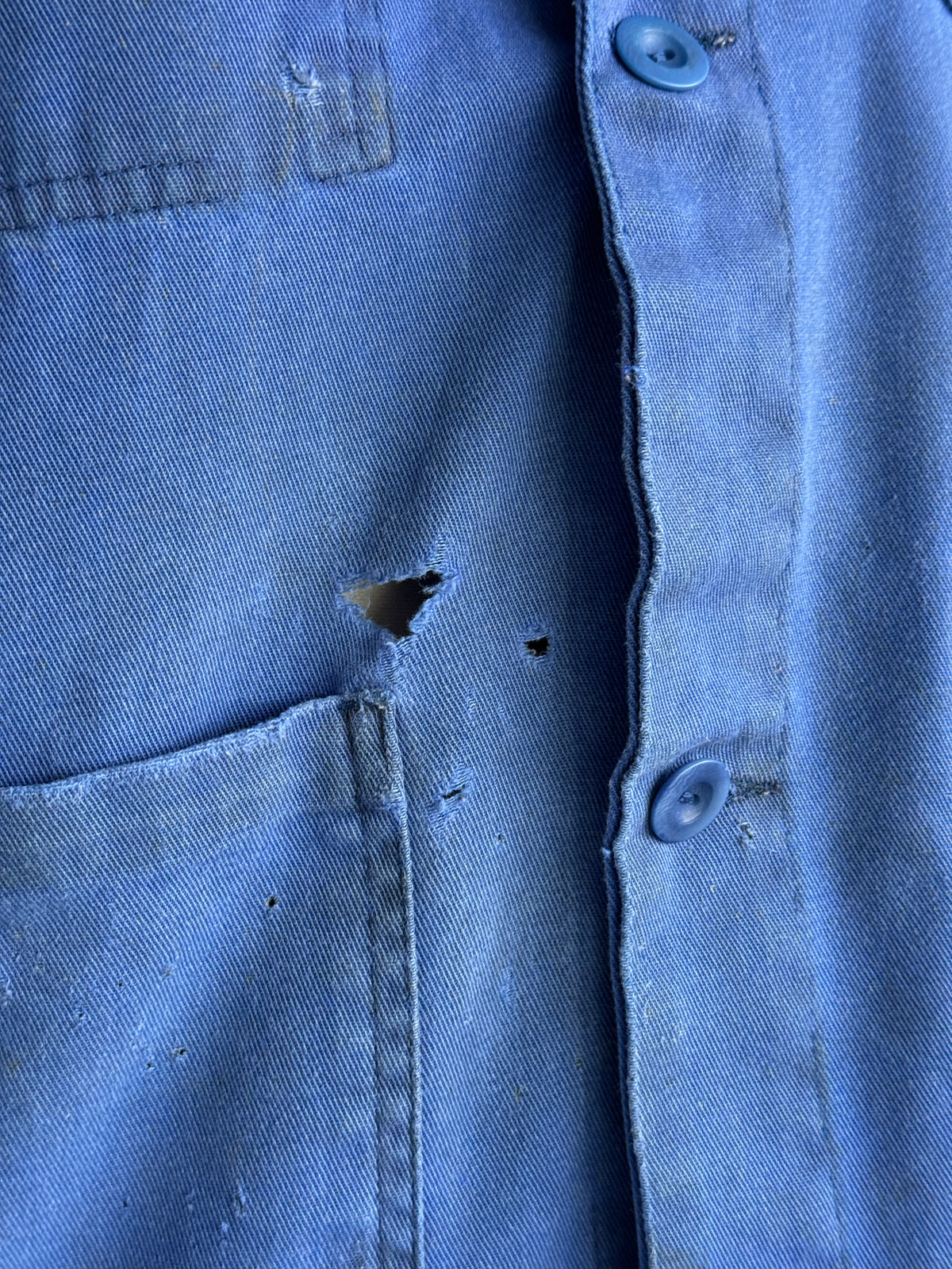 Thrashed Blue French 80's Vintage Workwear Chore Jacket CH516 - Large
