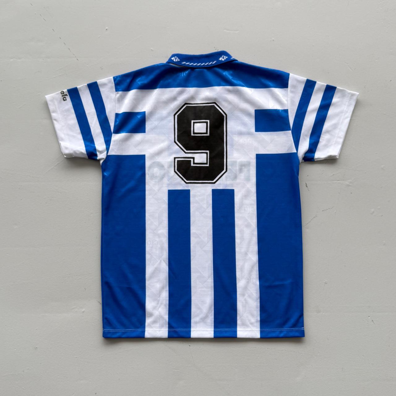 Blue Striped Deportivo la Caruno 90's Deadstock Football Jersey - Small