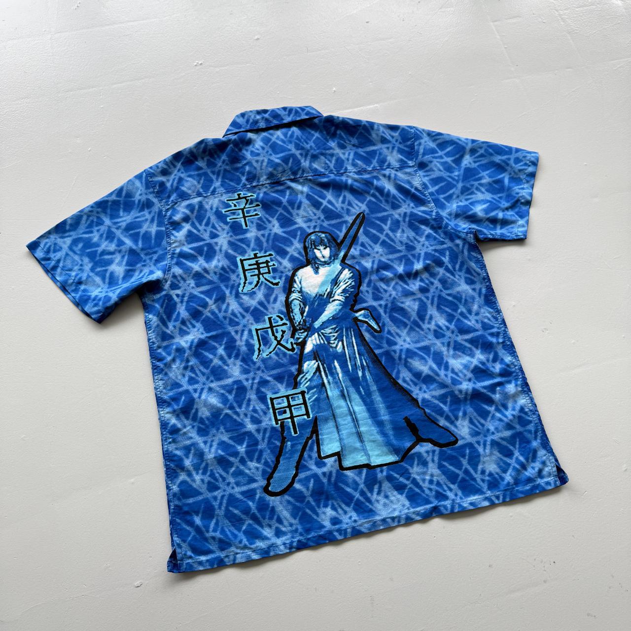 Blue Crazy Gothic Tribal Surfwear 00's Shirt - XL