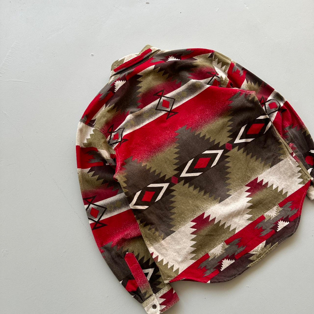 Patterned Woolwich Red / Brown Aztec Western Women’s Vintage Shirt - Large