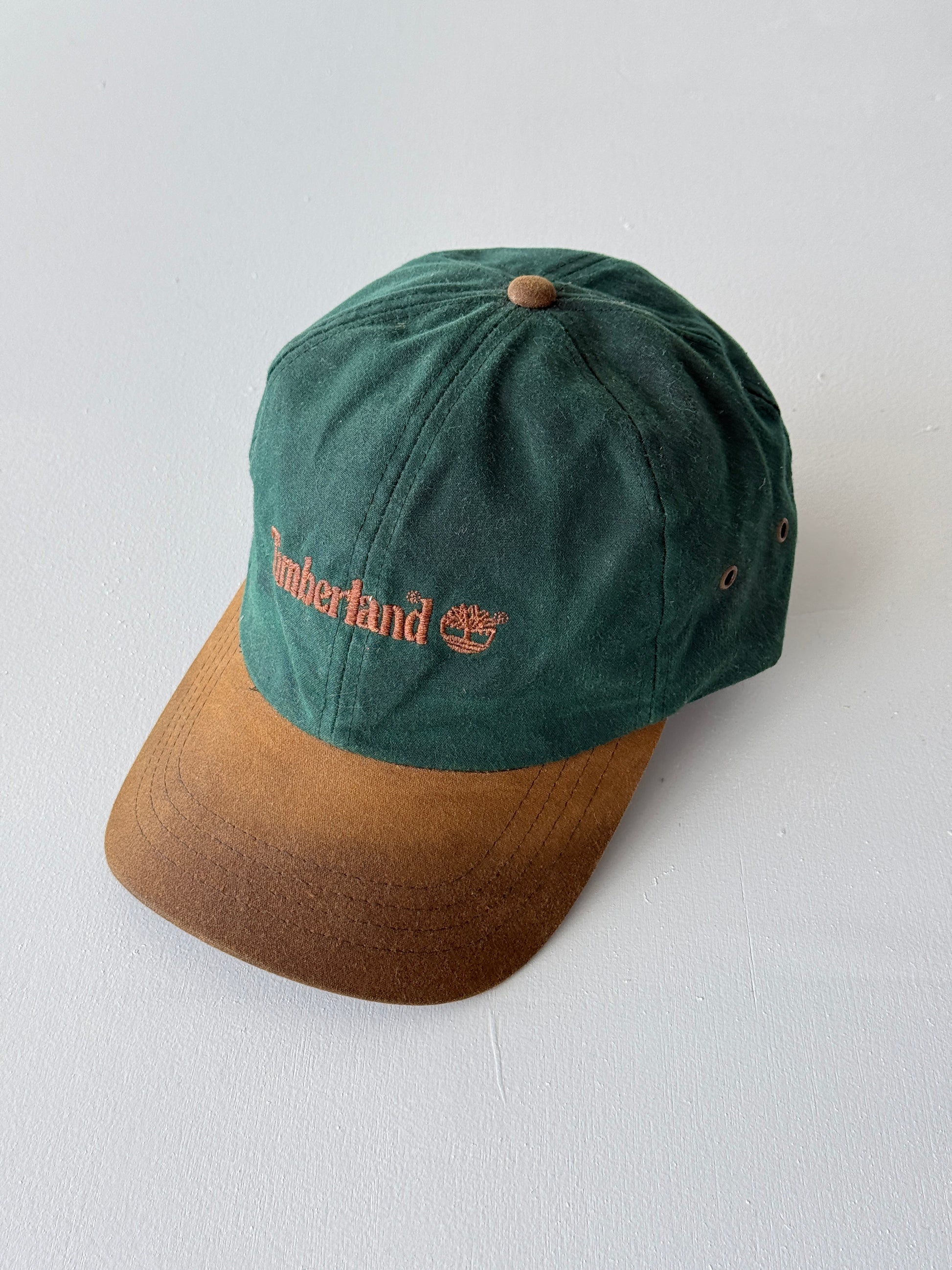 Green / Tan Timberland Weathergear 90's Waxed Vintage Strapback Cap
