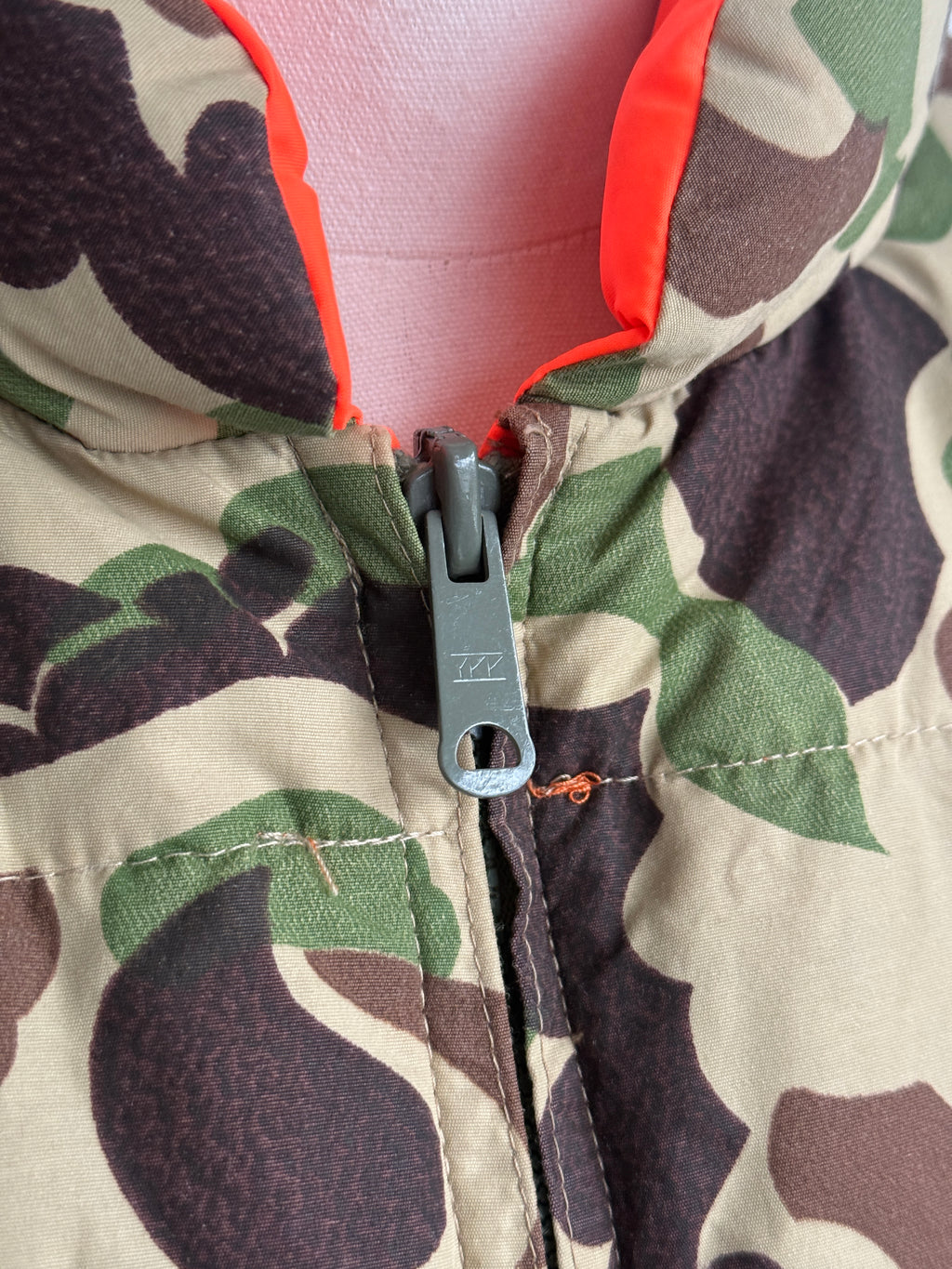 Cabela's Camo & Blaze Orange Reversible 80's Vintage Hunting Puffer Jacket - XL