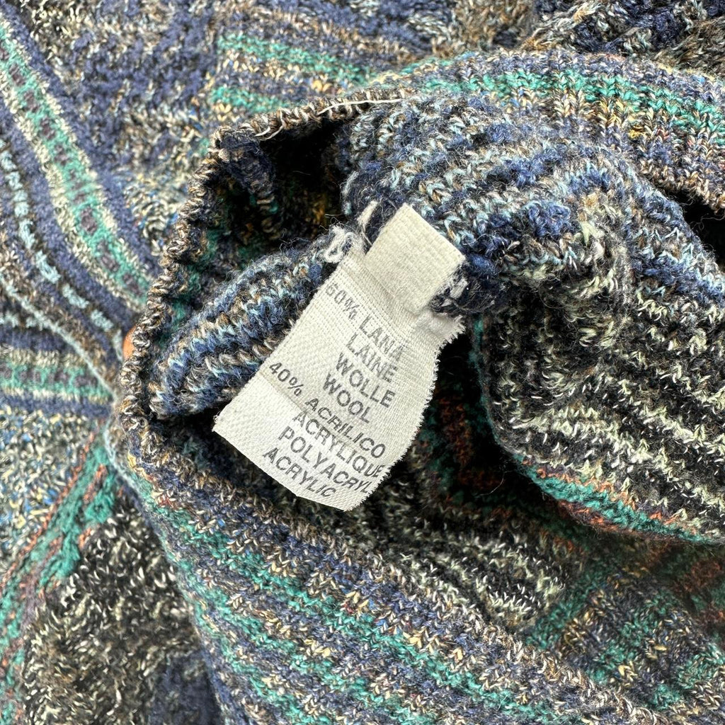 Grey and Blue Knitted Vintage 90s cardigan - XL