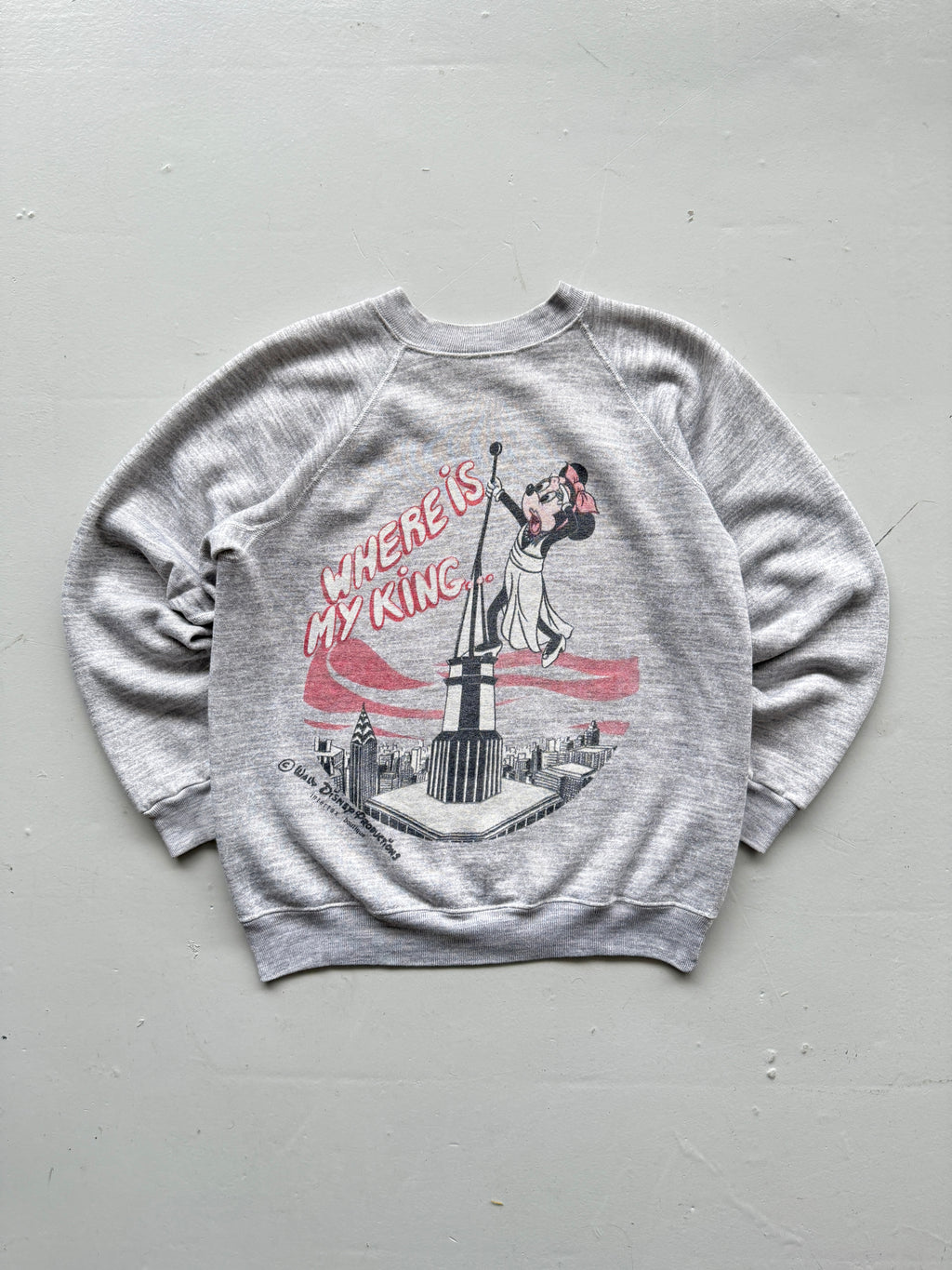 Grey Minnie Mouse 70's Vintage Disney Graphic Sweatshirt Jumper - Size 8