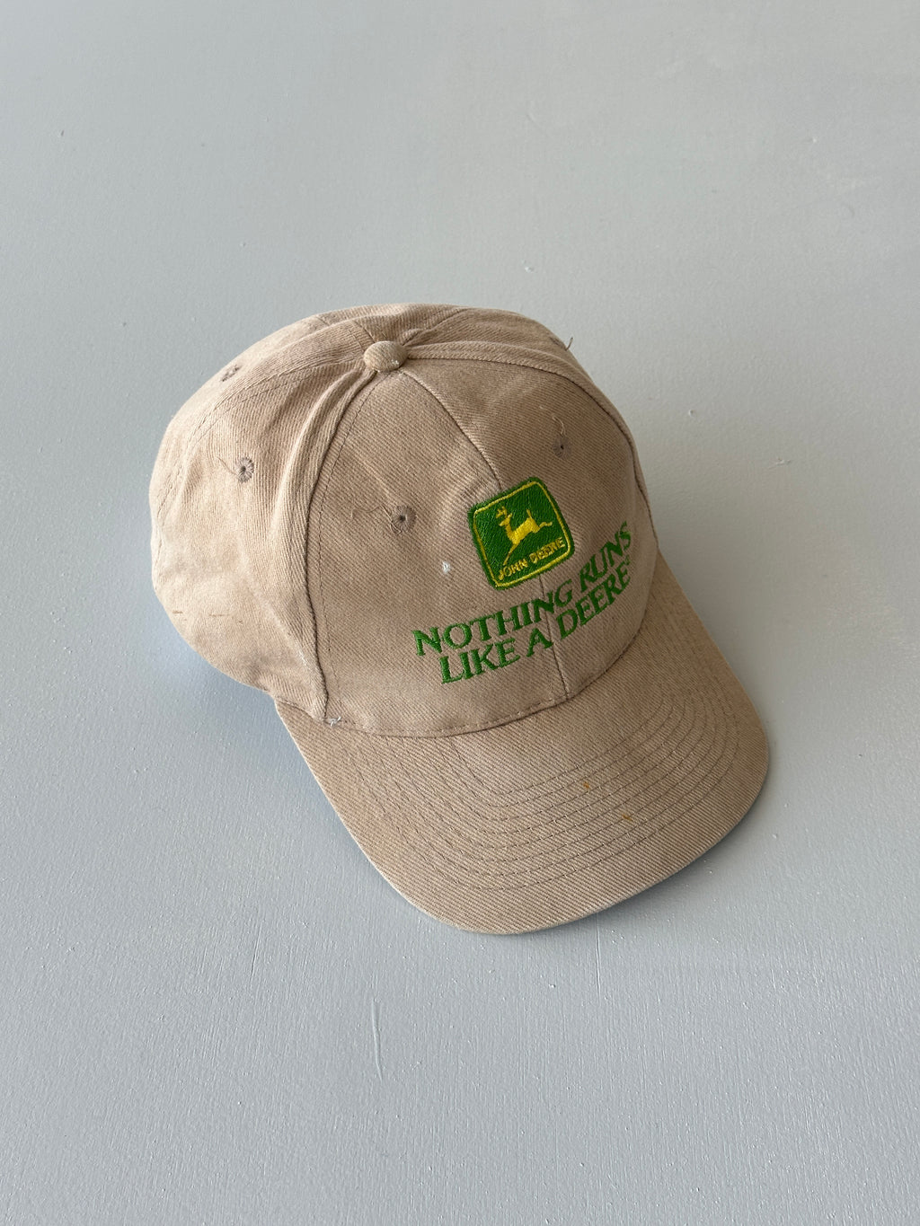 Stone John Deere Nothing Runs Like A Deere 90's Vintage SnapBack Trucker Cap