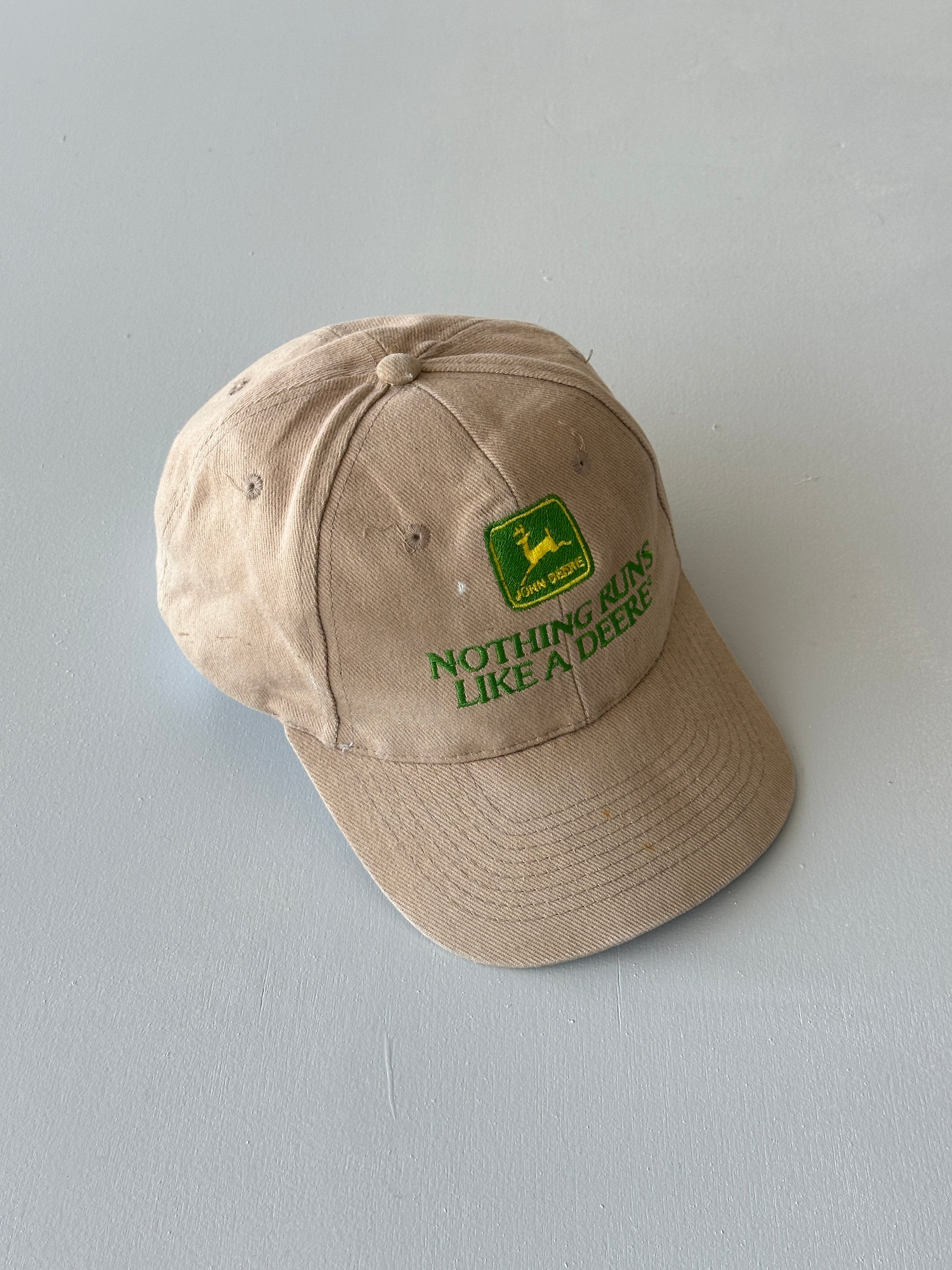 Stone John Deere Nothing Runs Like A Deere 90's Vintage SnapBack Trucker Cap