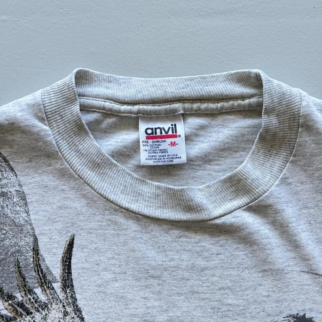 Grey Alaska Eagle AOP Vintage 90s T-shirt - Medium