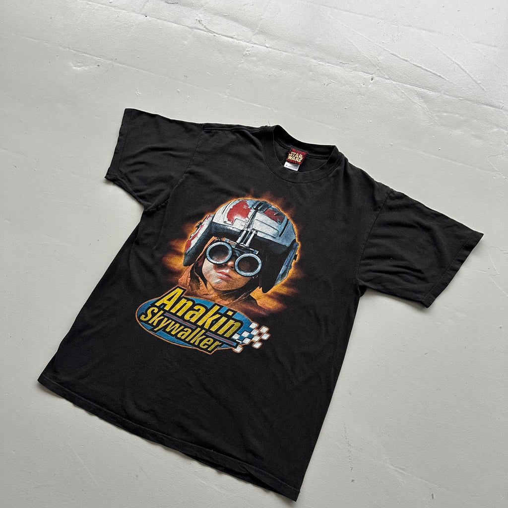 Black Star Wars Anakin Skywalker Pod Racer 1999 Vintage Graphic T-Shirt - Medium