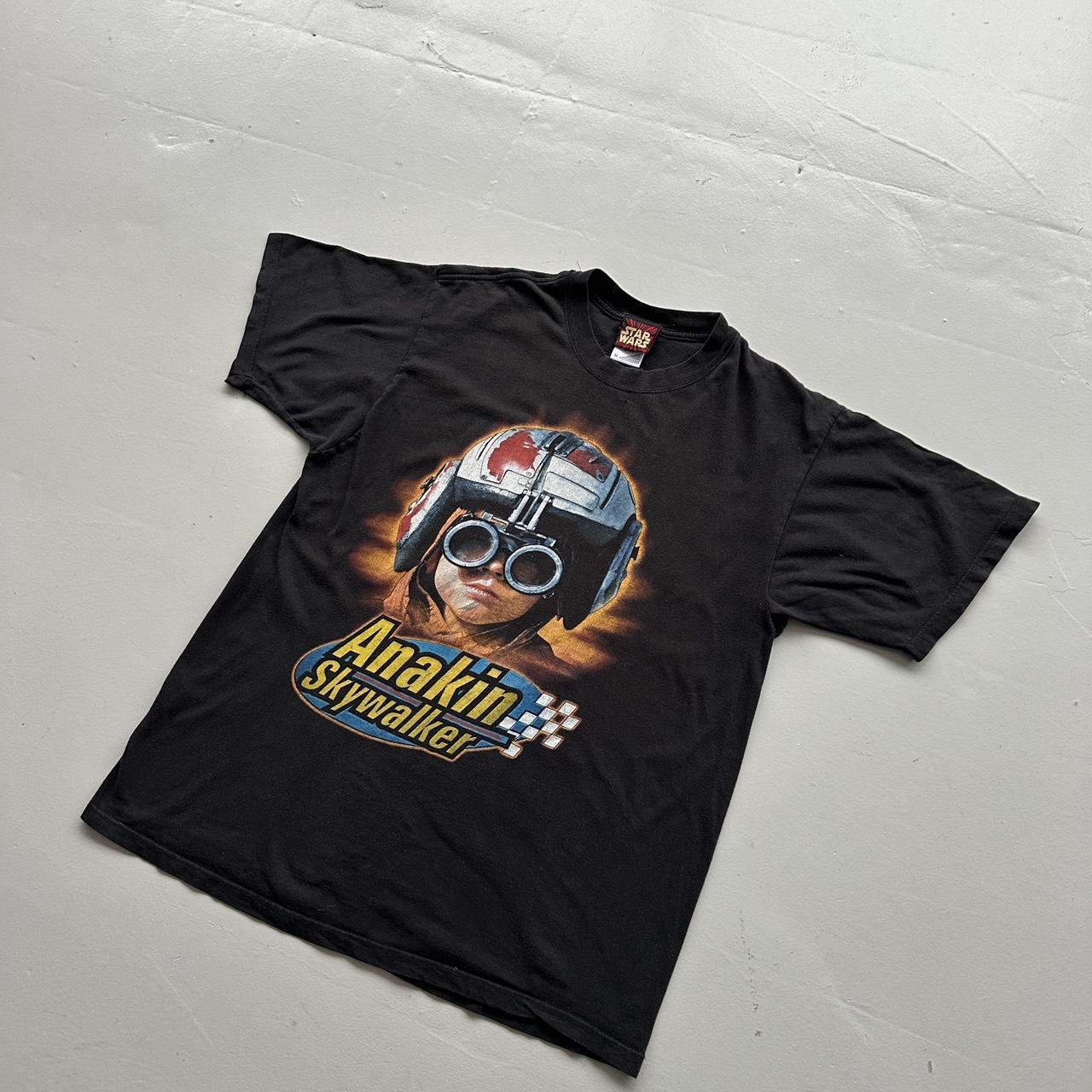 Black Star Wars Anakin Skywalker Pod Racer 1999 Vintage Graphic T-Shirt - Medium