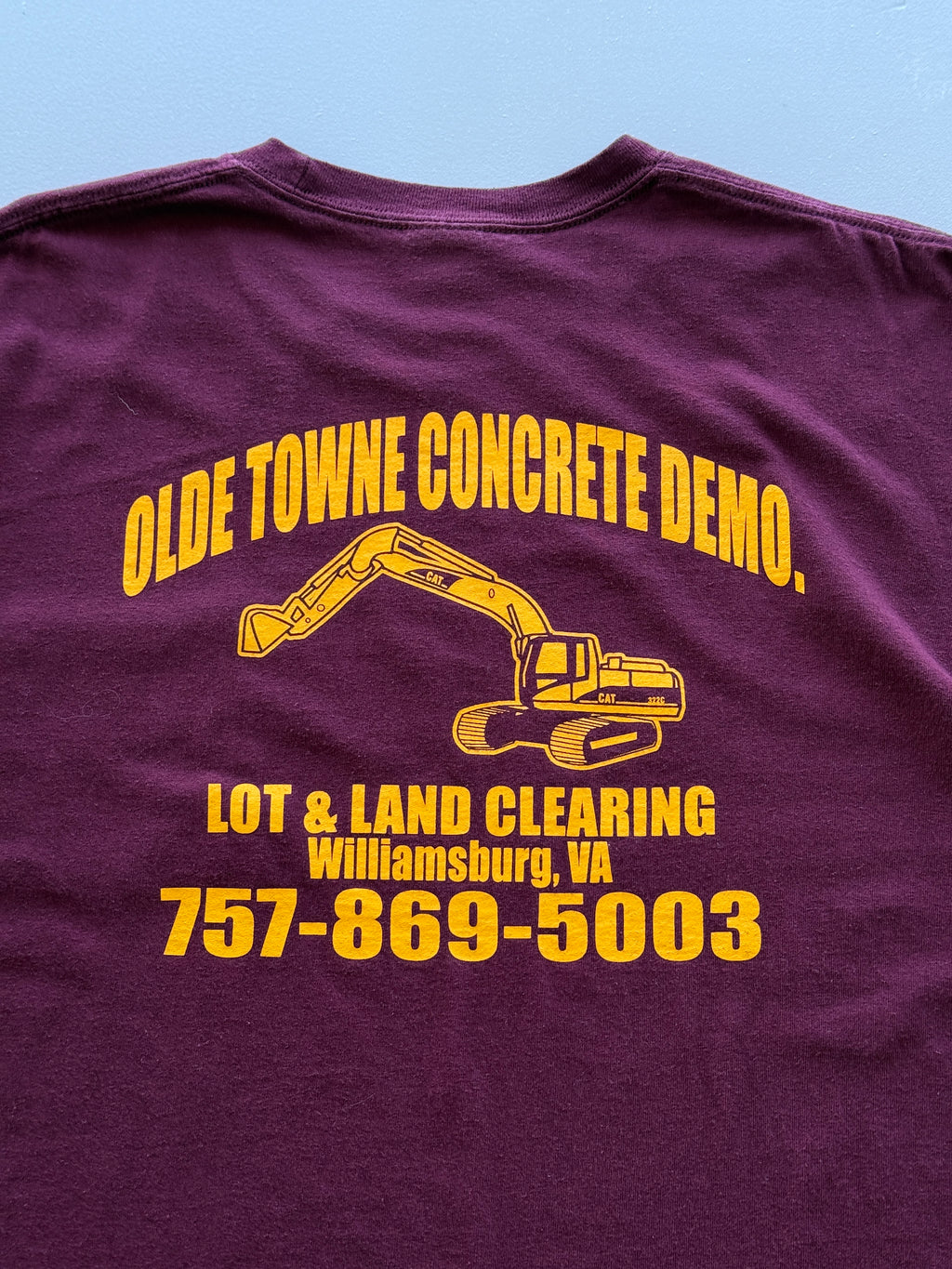 Maroon Olde Towne Concrete Demo Vintage Workwear Graphic Pocket T-Shirt - XXL
