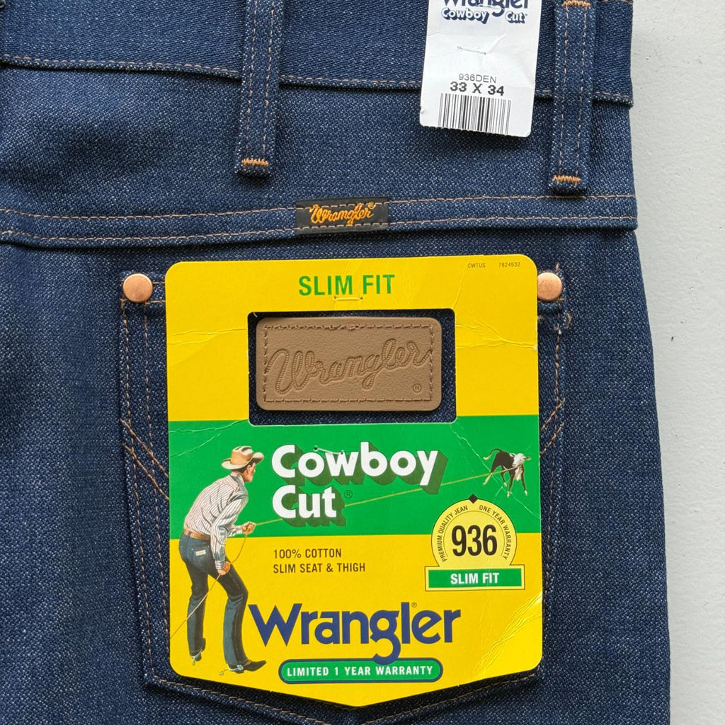 Wrangler Cowboy Cut Vintage Indigo Denim Western Ranch Jeans - 33” x 34”
