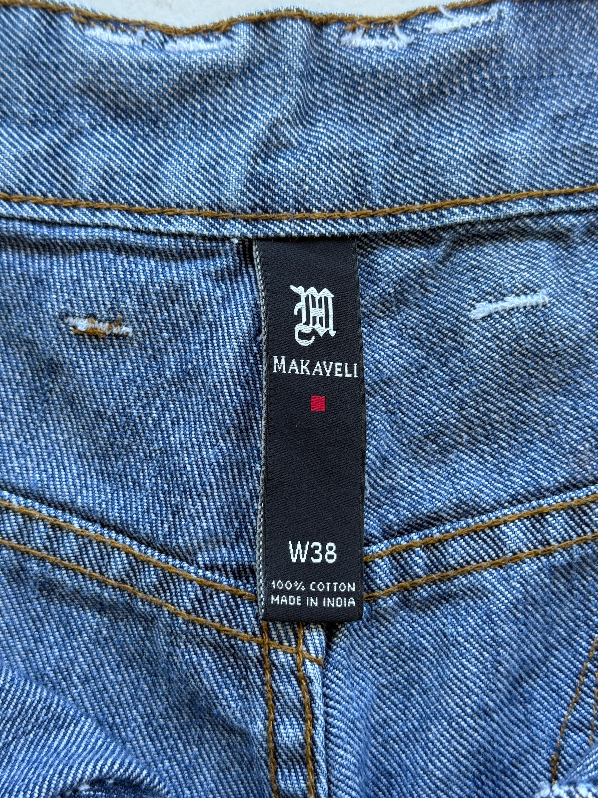 Light Blue 90's Vintage Tupac Hip Hop Denim Jean Shorts - W36 x L13