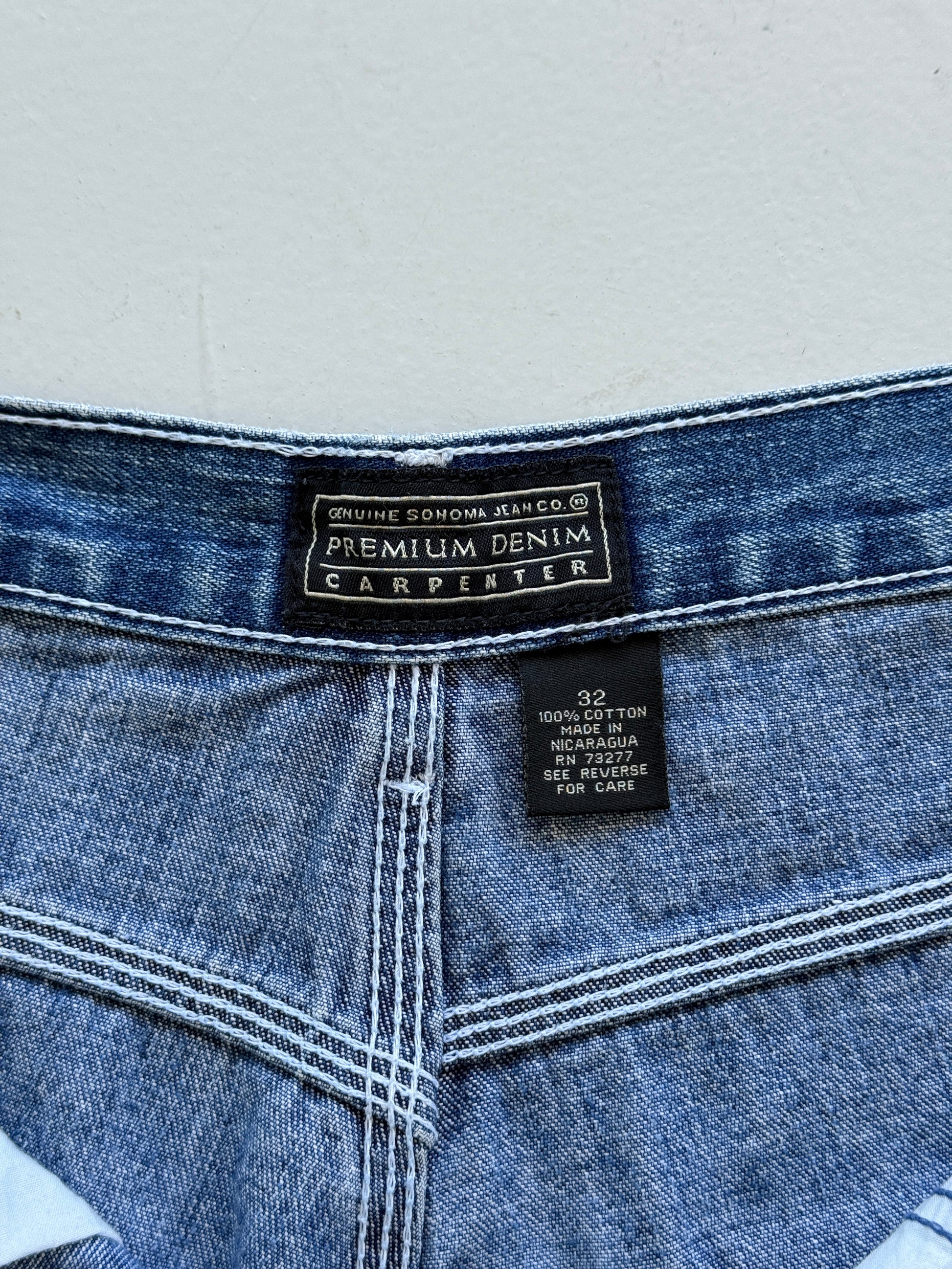 Mid Blue Sonoma 00's Vintage Baggy Carpenter Denim Shorts - W32 x L9