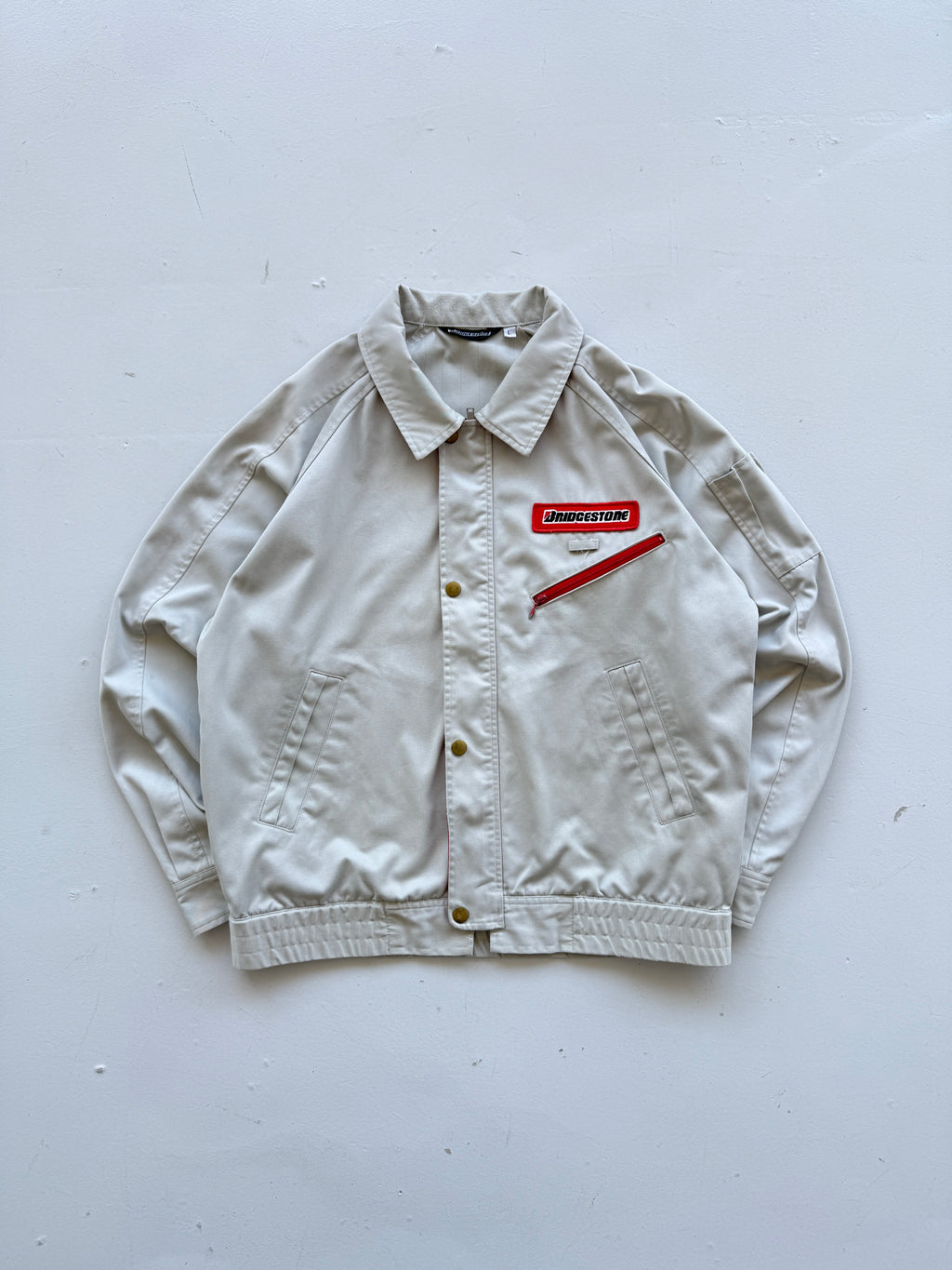 Grey Japanese Workwear 90's Vintage Bridgestone Mechanics Jacket - Medium